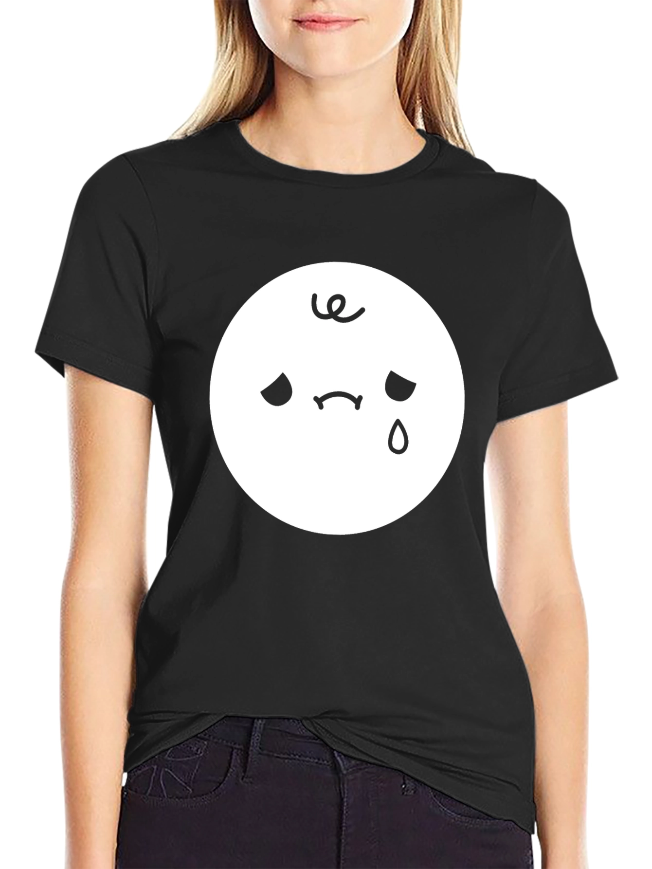 Sad Emoji Black T-Shirt - Unisex Style