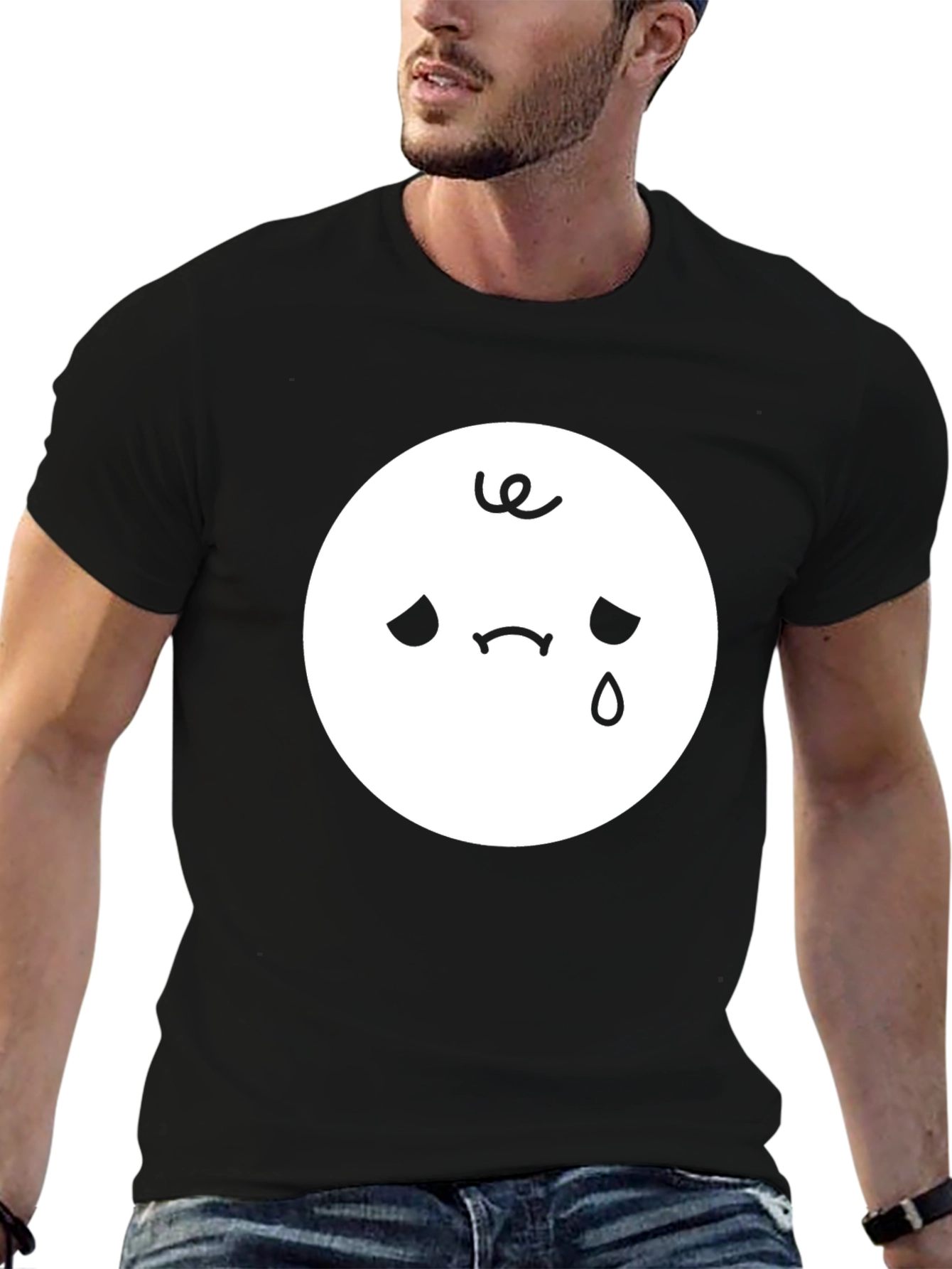 Sad Emoji Black T-Shirt - Unisex Style
