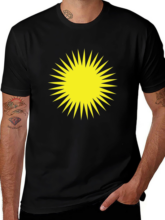 Bold Sunburst Graphic Tee - Black Cotton Blend Shirt