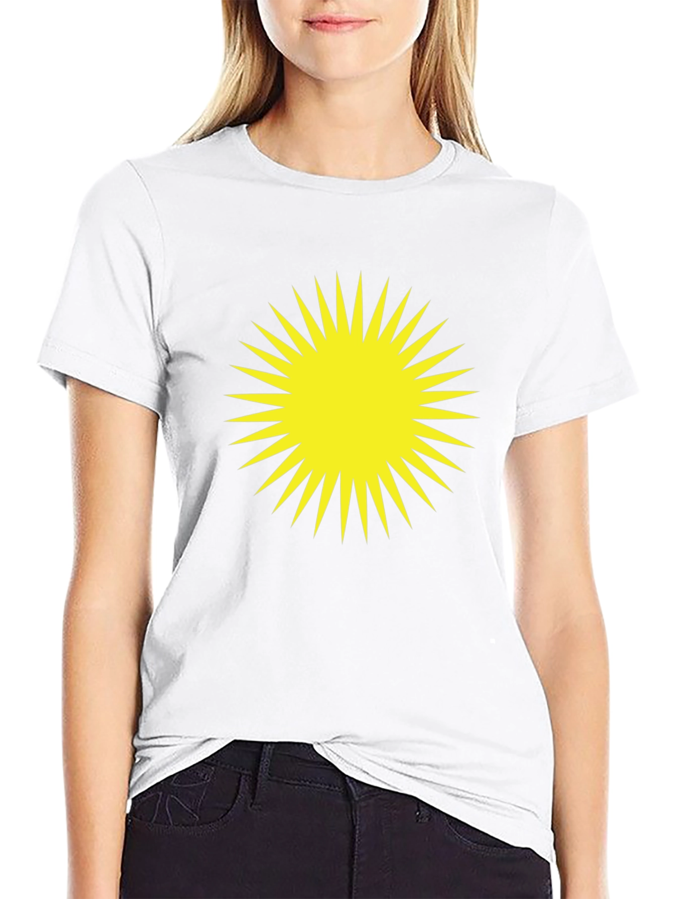 Bold Sunburst Graphic Tee - Black Cotton Blend Shirt
