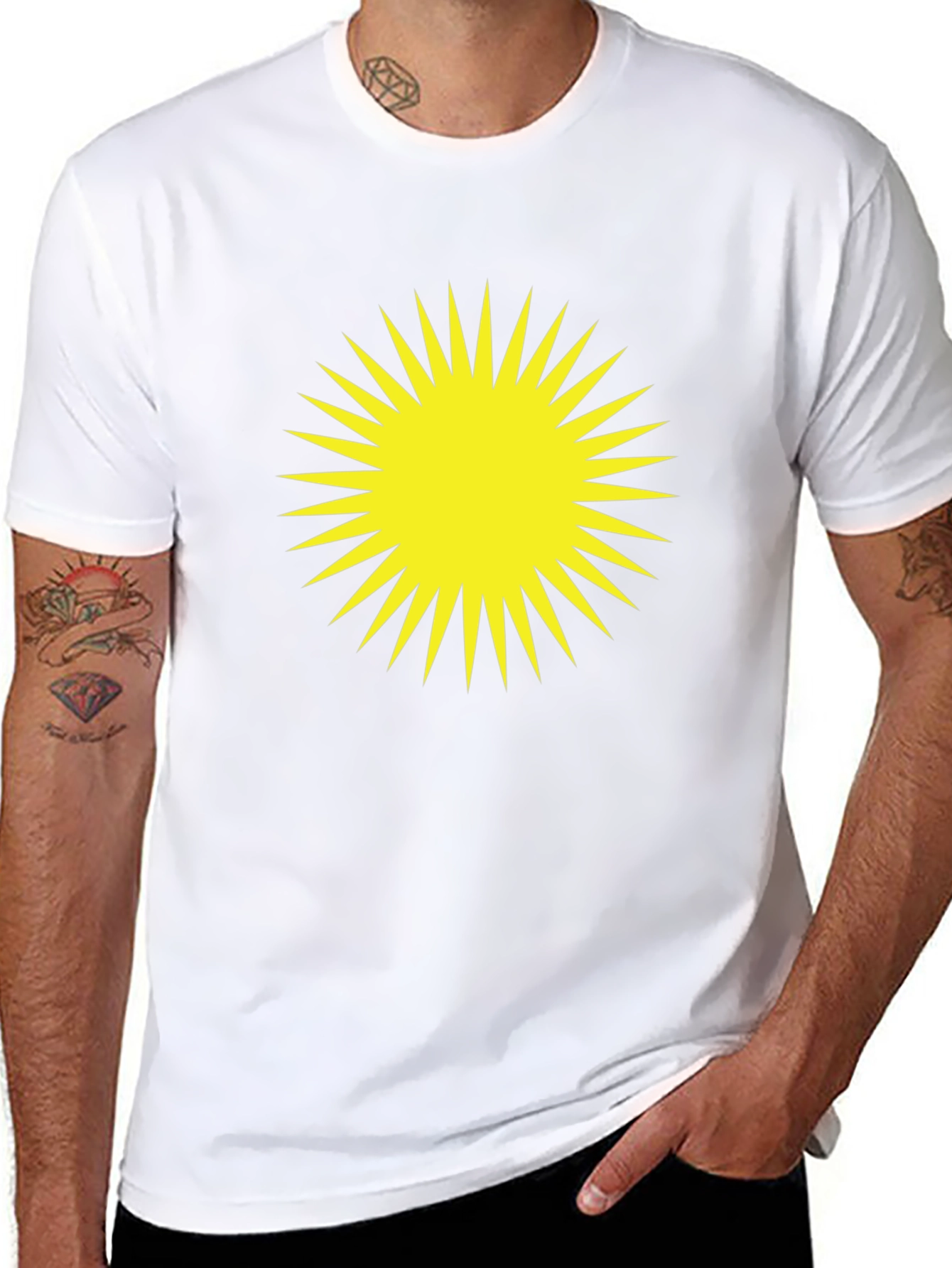 Bold Sunburst Graphic Tee - Black Cotton Blend Shirt