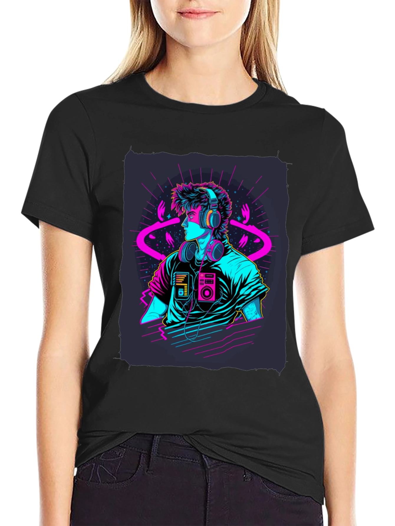 Retro Wave T-Shirt - 80s Neon Style