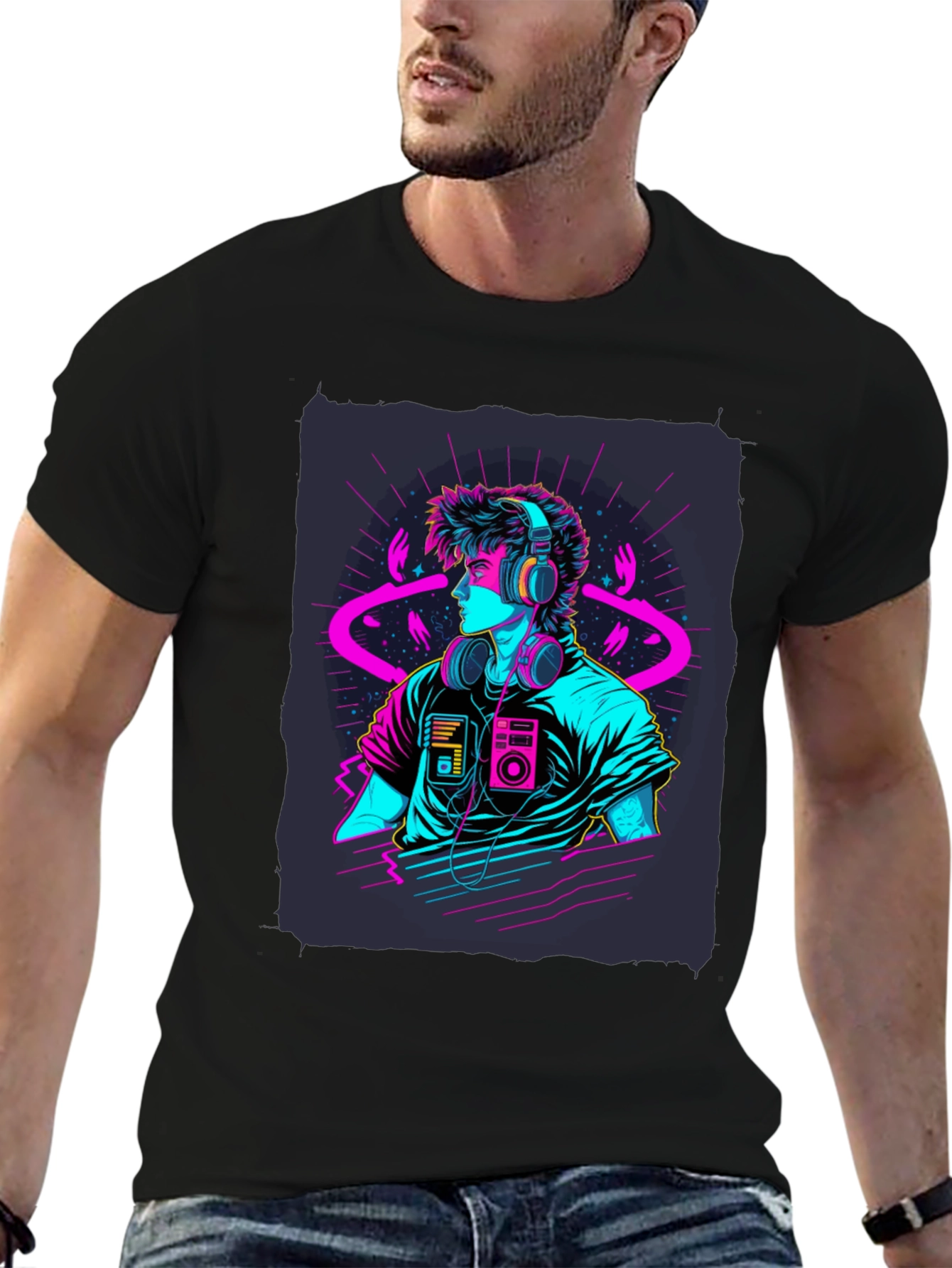 Retro Wave T-Shirt - 80s Neon Style