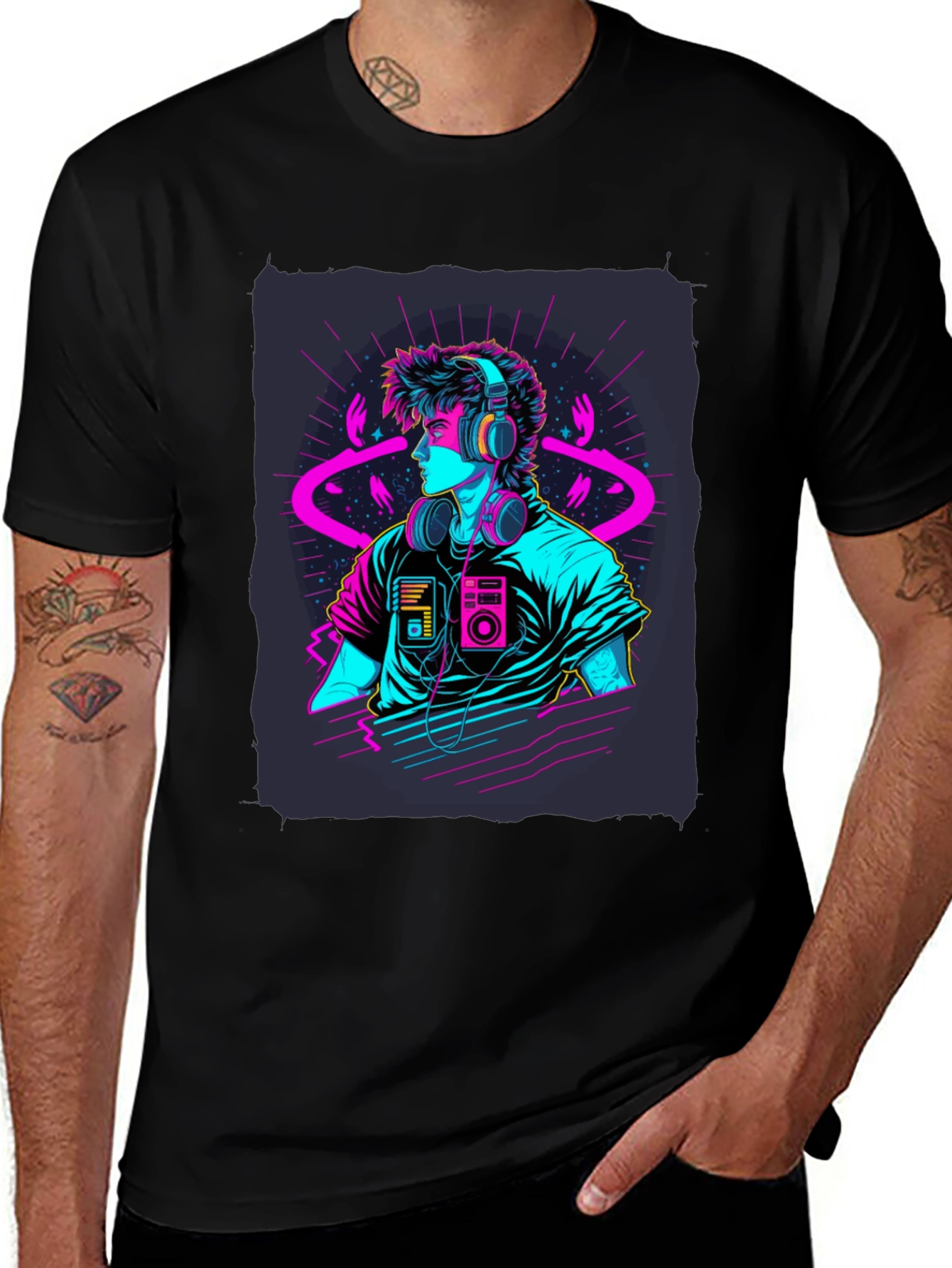 Retro Wave T-Shirt - 80s Neon Style