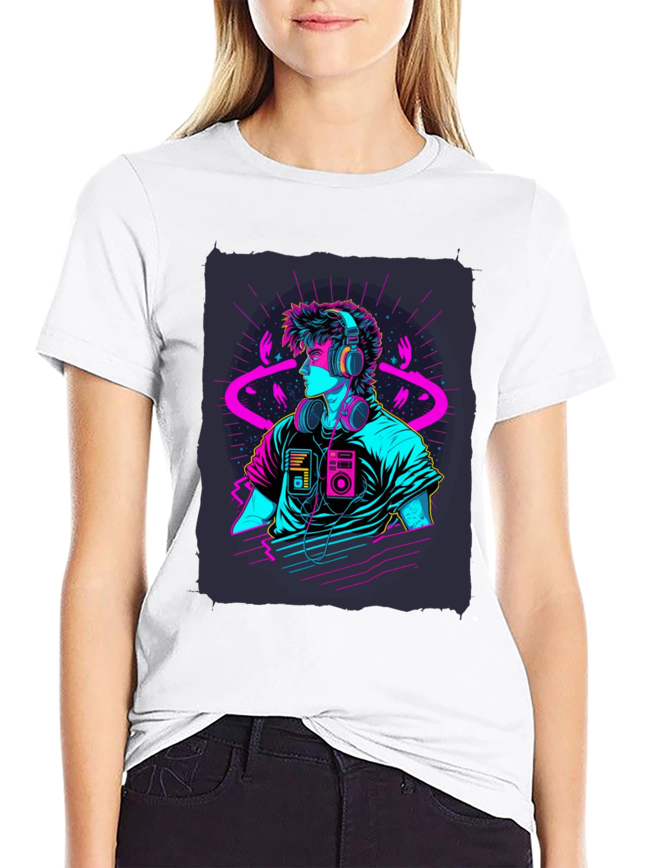 Retro Wave T-Shirt - 80s Neon Style