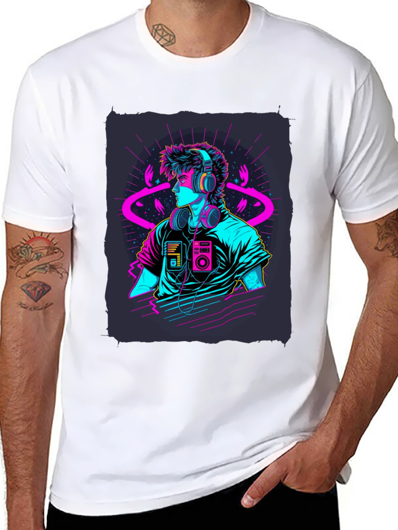 Retro Wave T-Shirt - 80s Neon Style