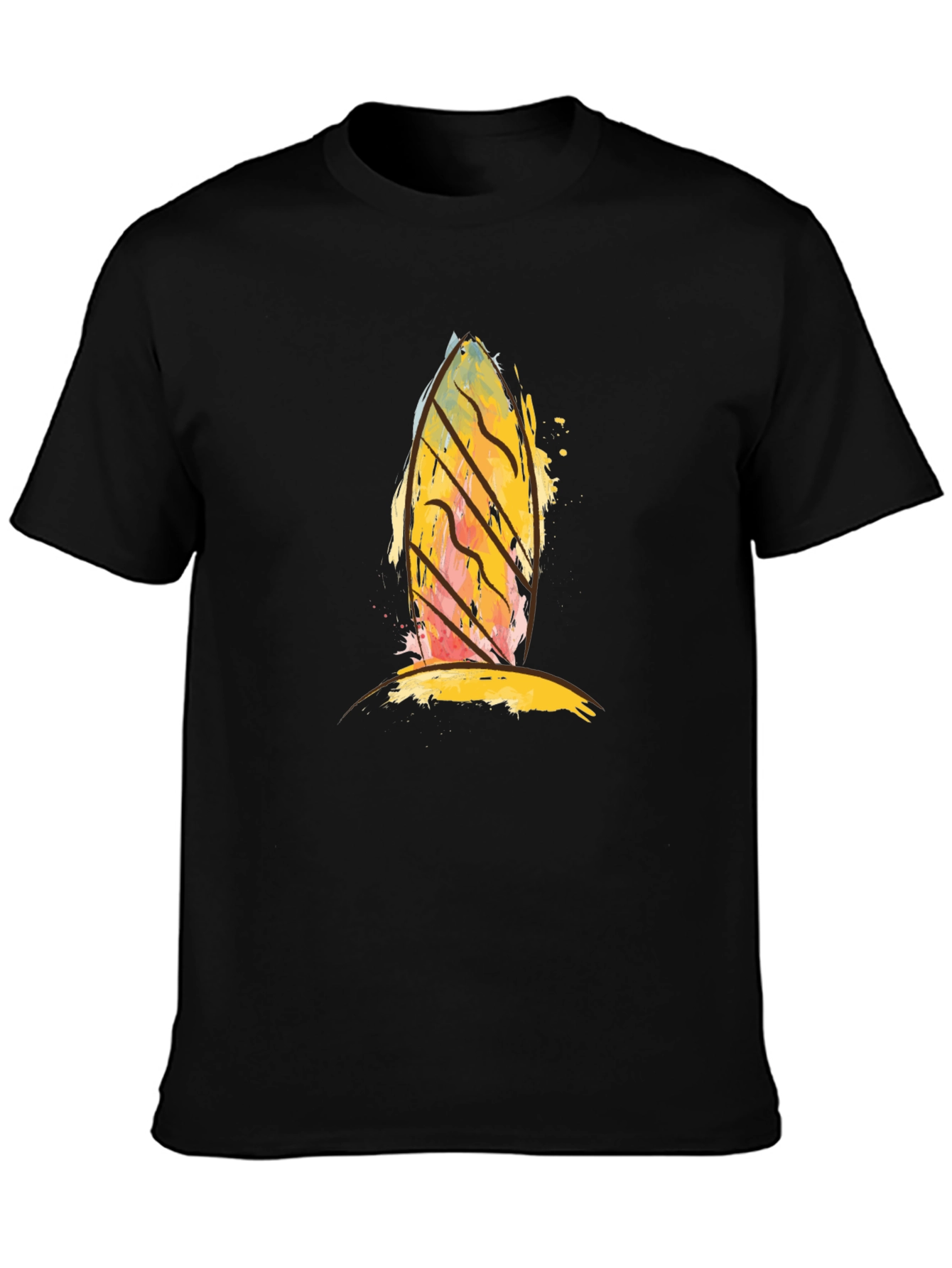 Abstract Surfboard Graphic Black T-Shirt