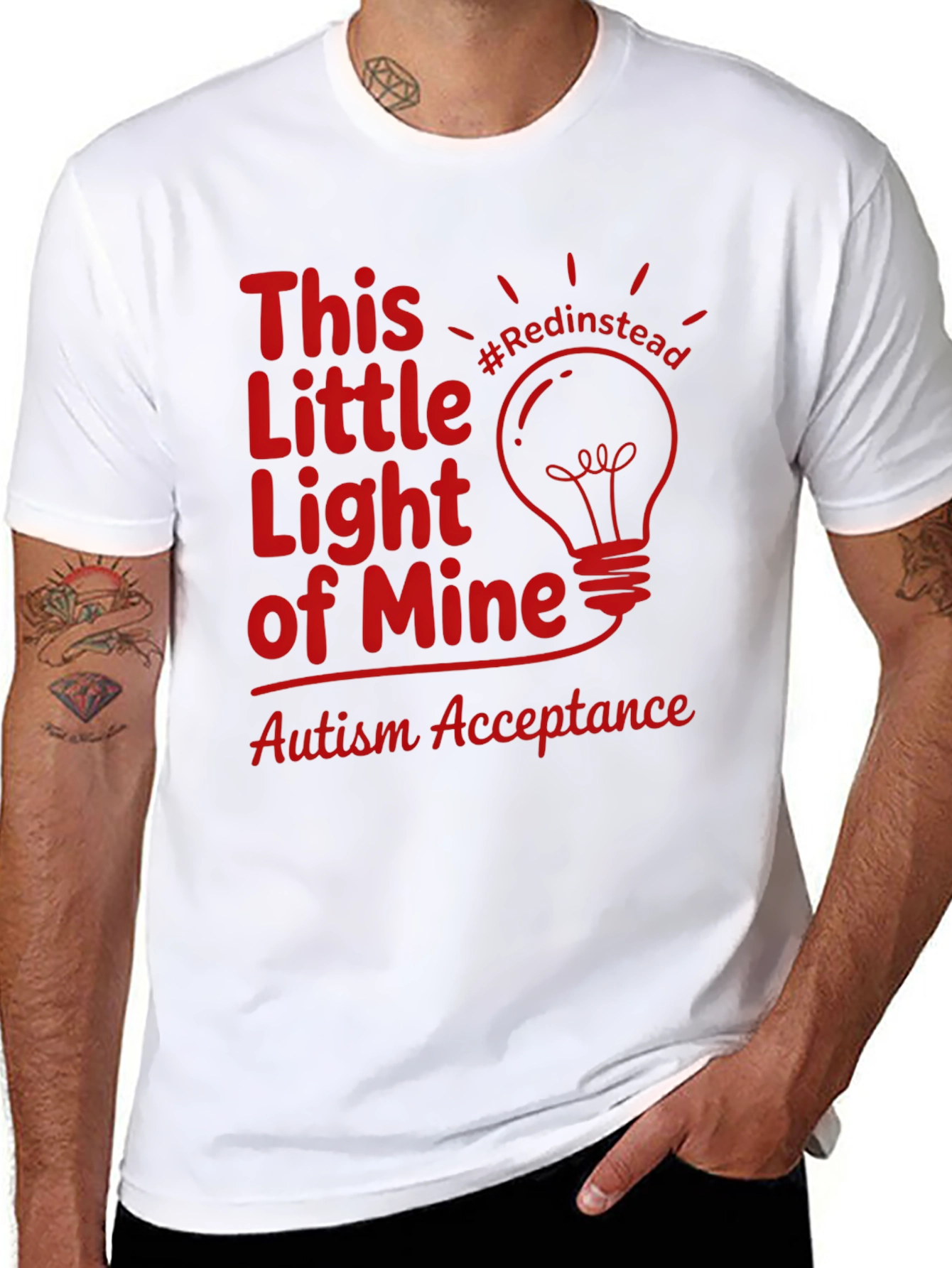 Autism Acceptance Light T-Shirt #Redinstead