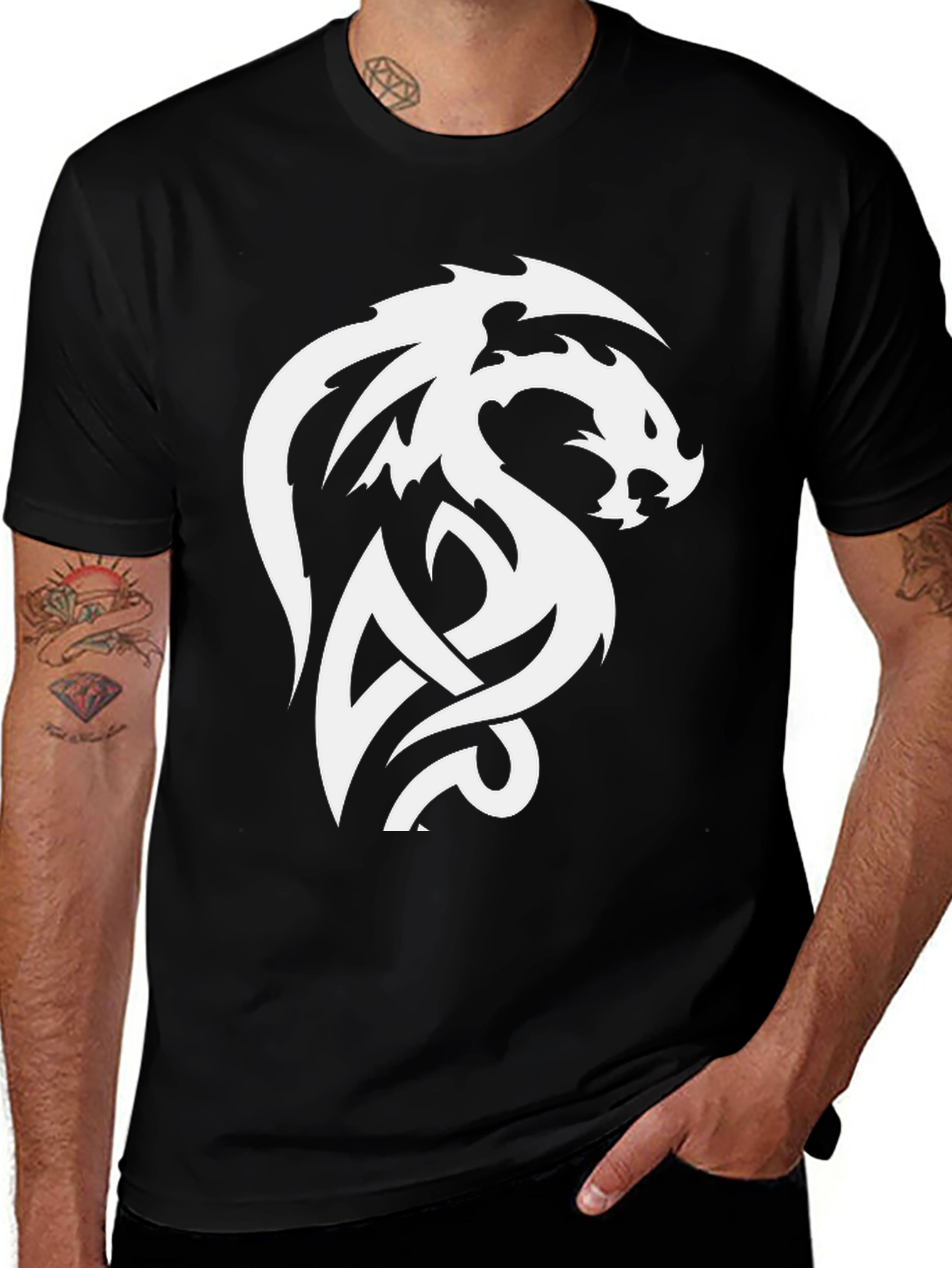 Black Dragon Celtic Knot Graphic T-Shirt
