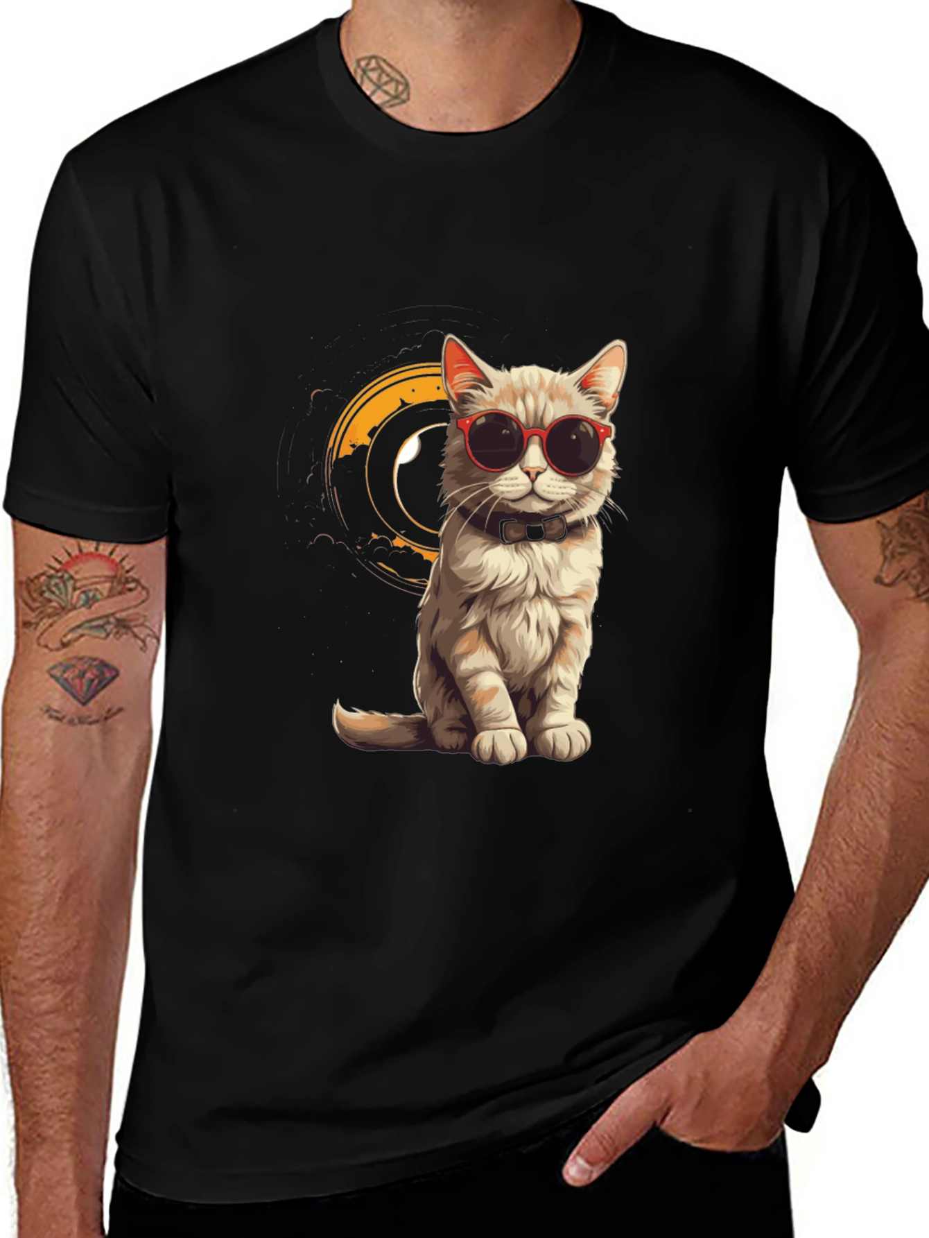 Cool Cat Tee - Stylish Black Graphic T-Shirt