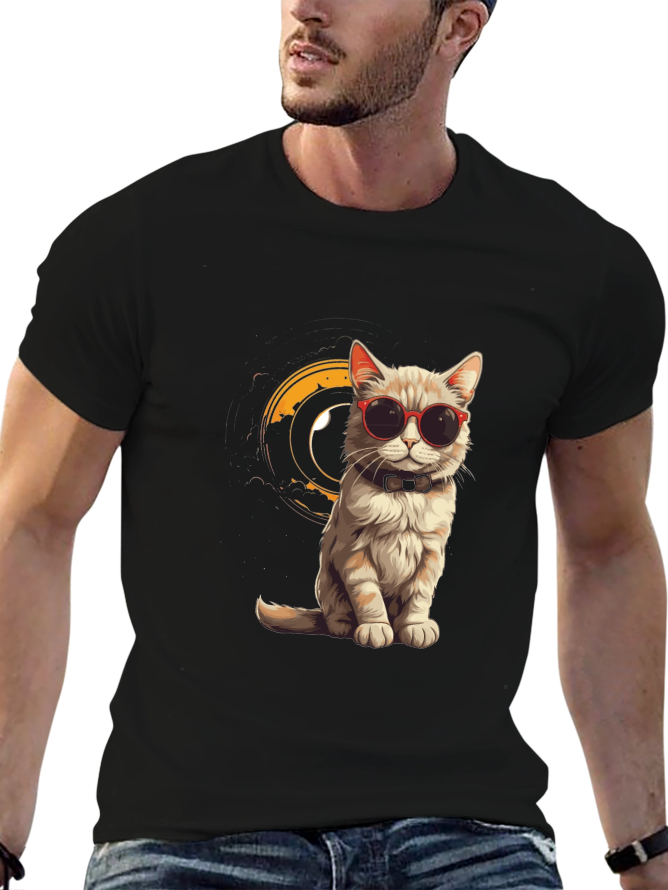 Cool Cat Tee - Stylish Black Graphic T-Shirt