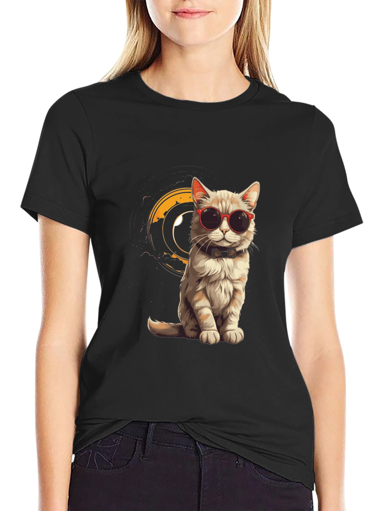 Cool Cat Tee - Stylish Black Graphic T-Shirt