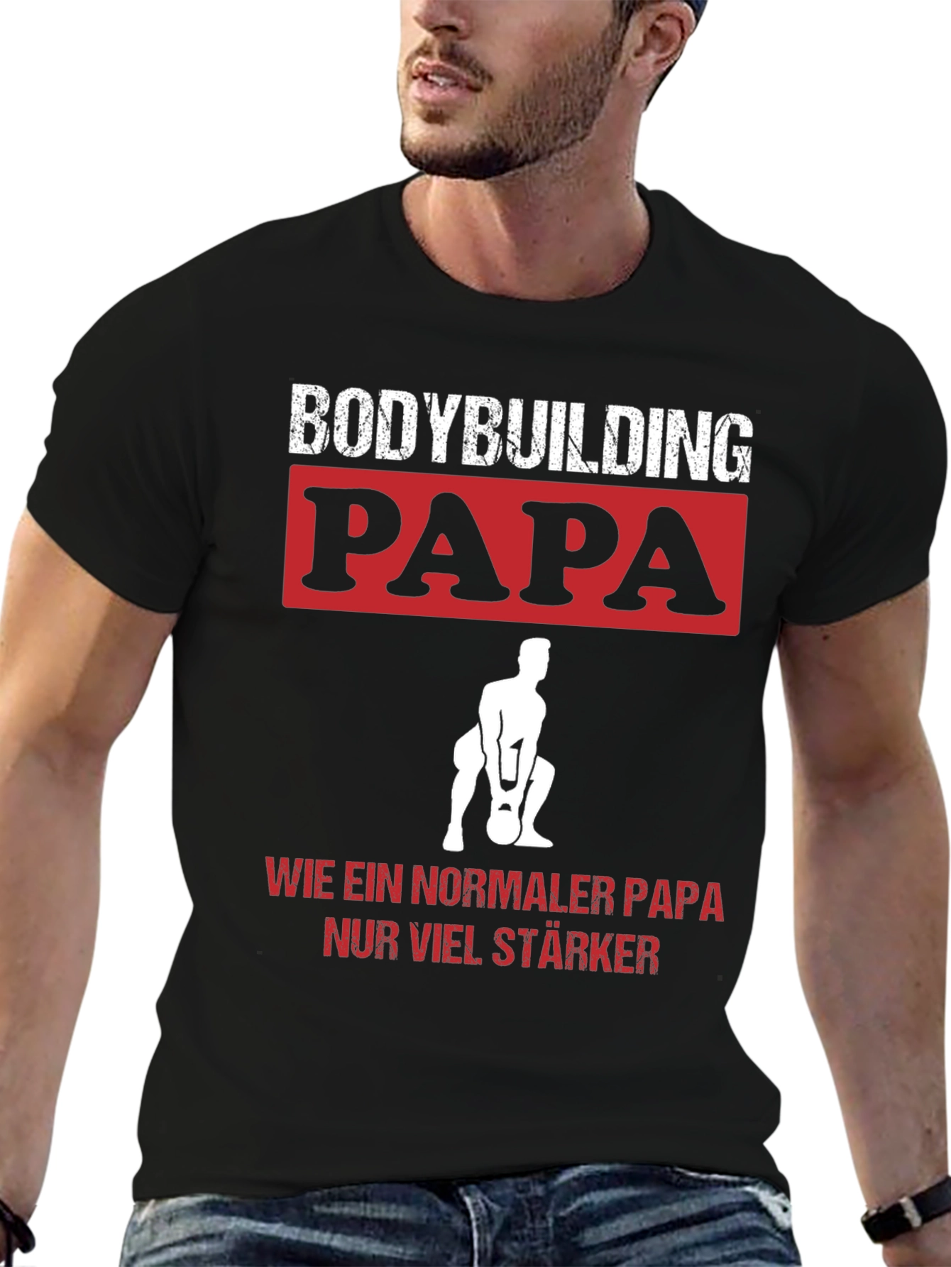 Bodybuilding Papa T-Shirt - Strong Dad Gym Tee