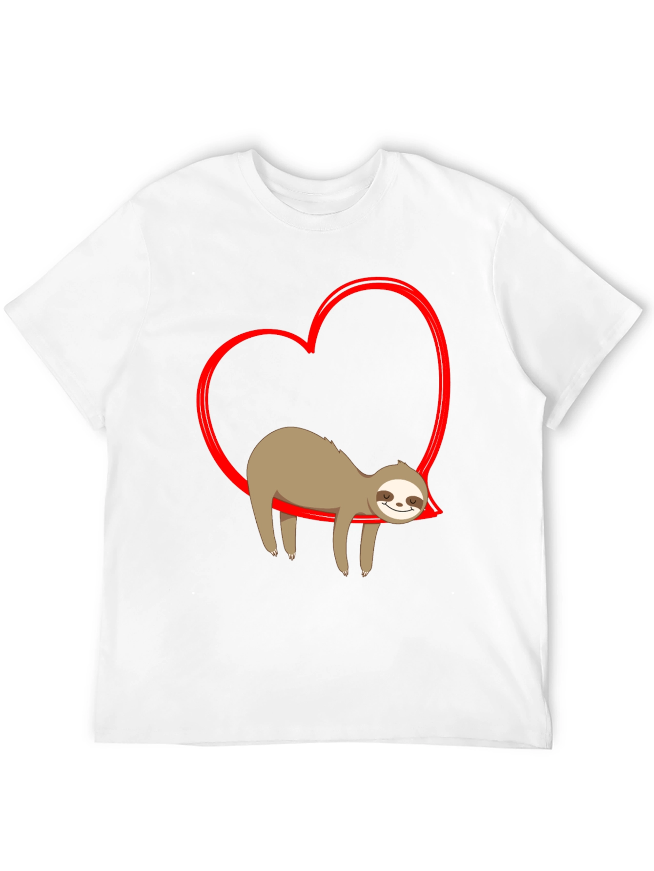 Sloth in Heart T-Shirt - Casual Black Tee