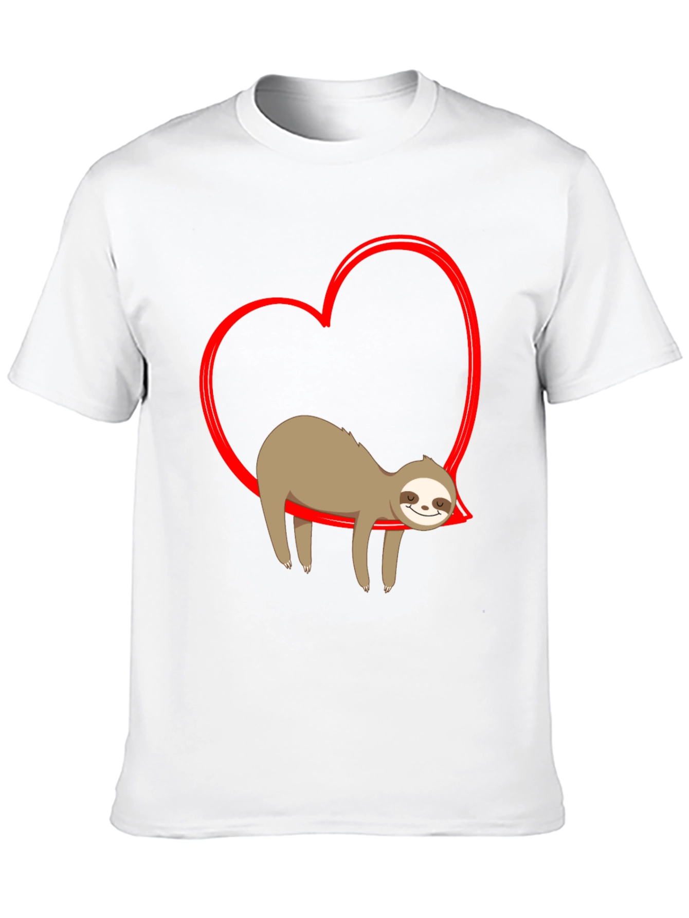 Sloth in Heart T-Shirt - Casual Black Tee