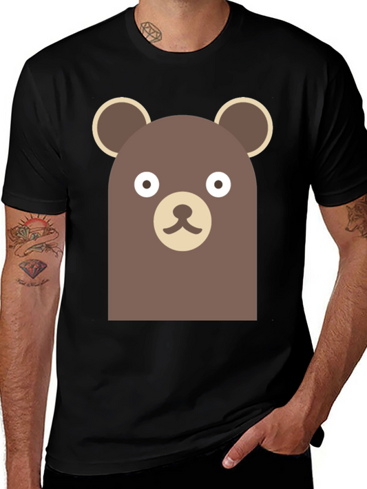 Cute Brown Bear Graphic Black T-Shirt