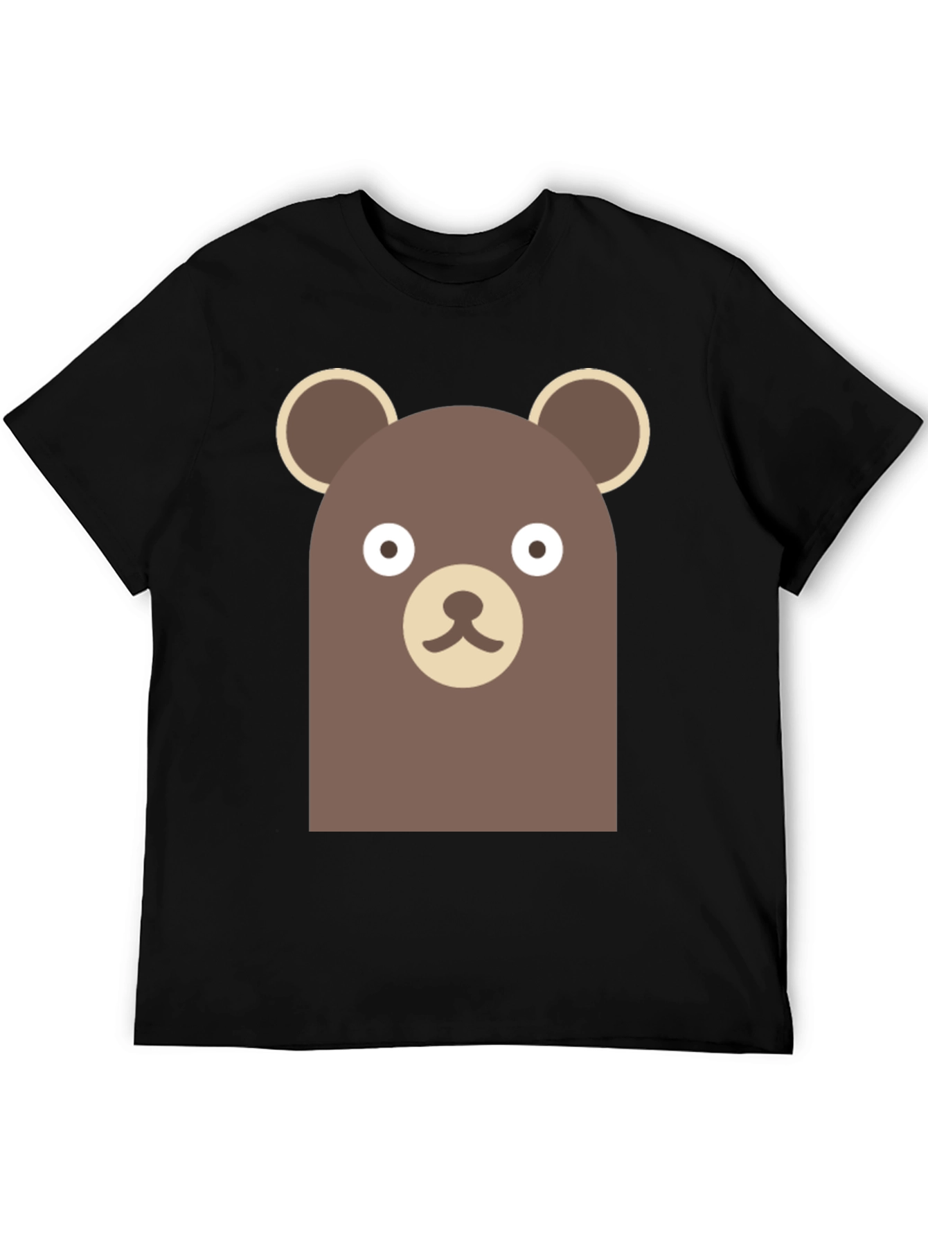 Cute Brown Bear Graphic Black T-Shirt