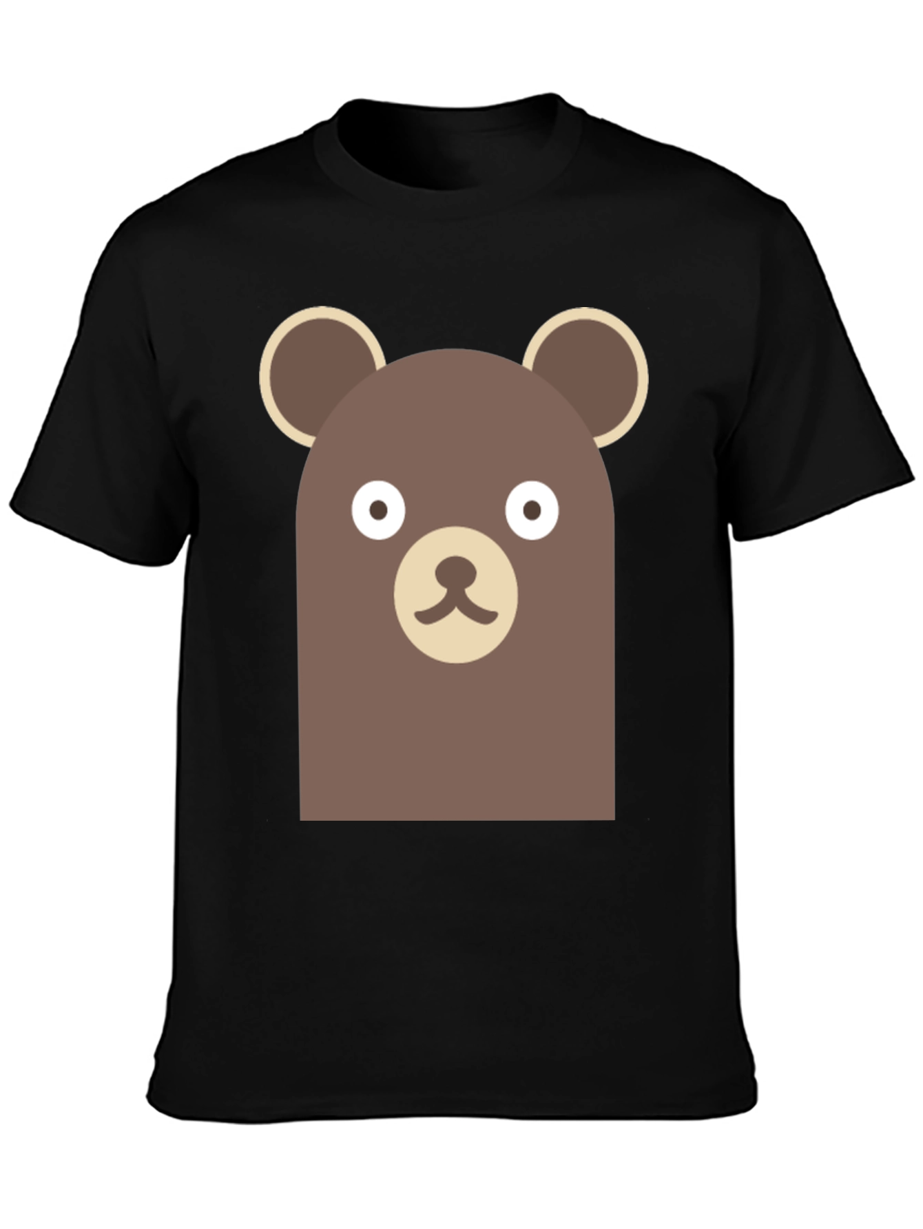 Cute Brown Bear Graphic Black T-Shirt