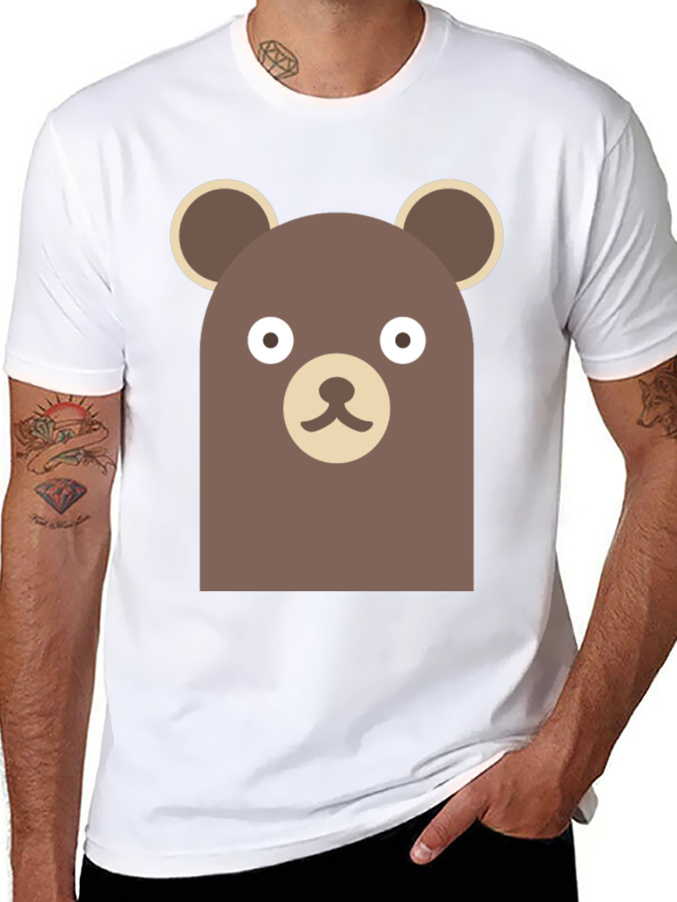 Cute Brown Bear Graphic Black T-Shirt