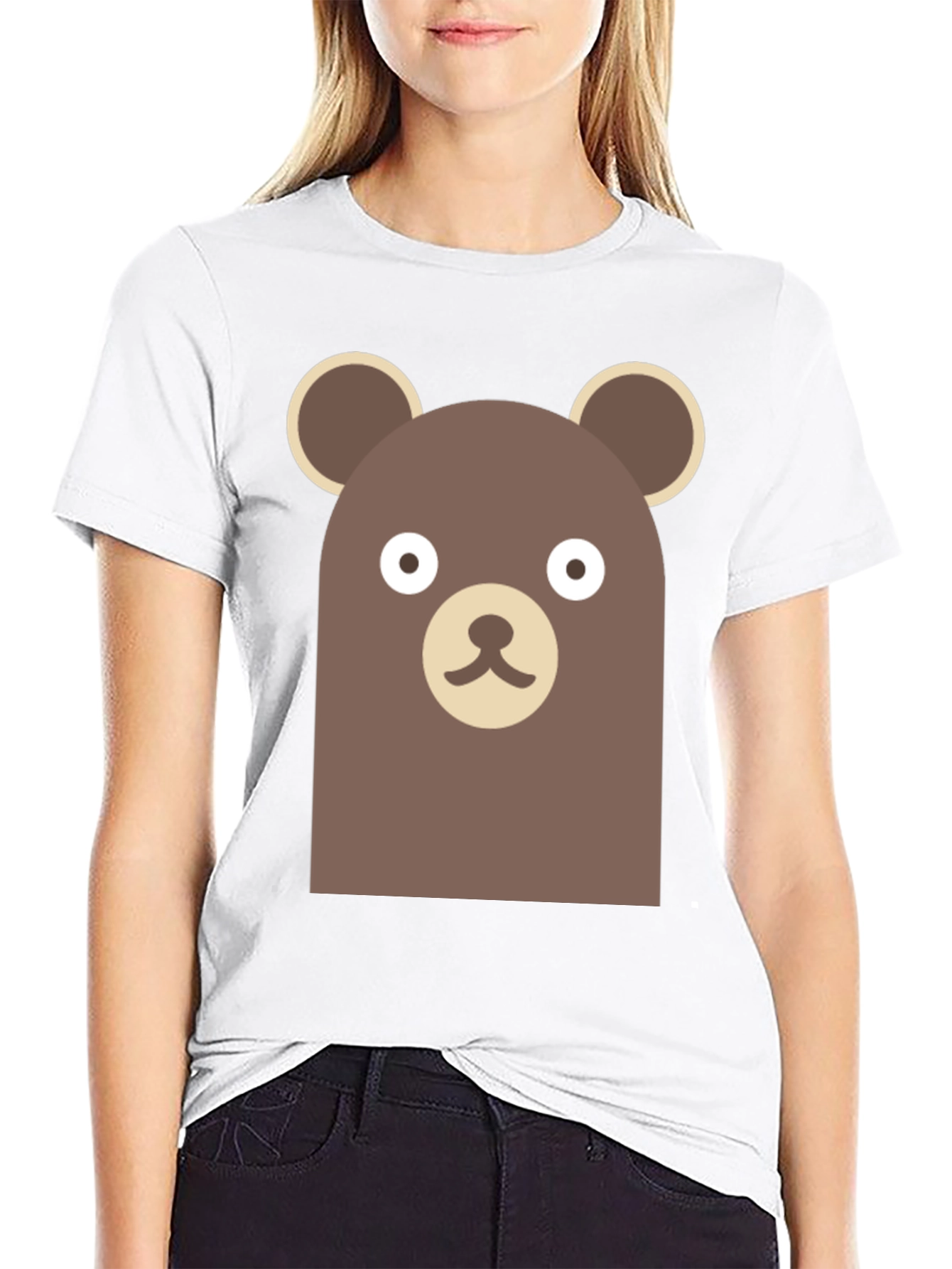 Cute Brown Bear Graphic Black T-Shirt