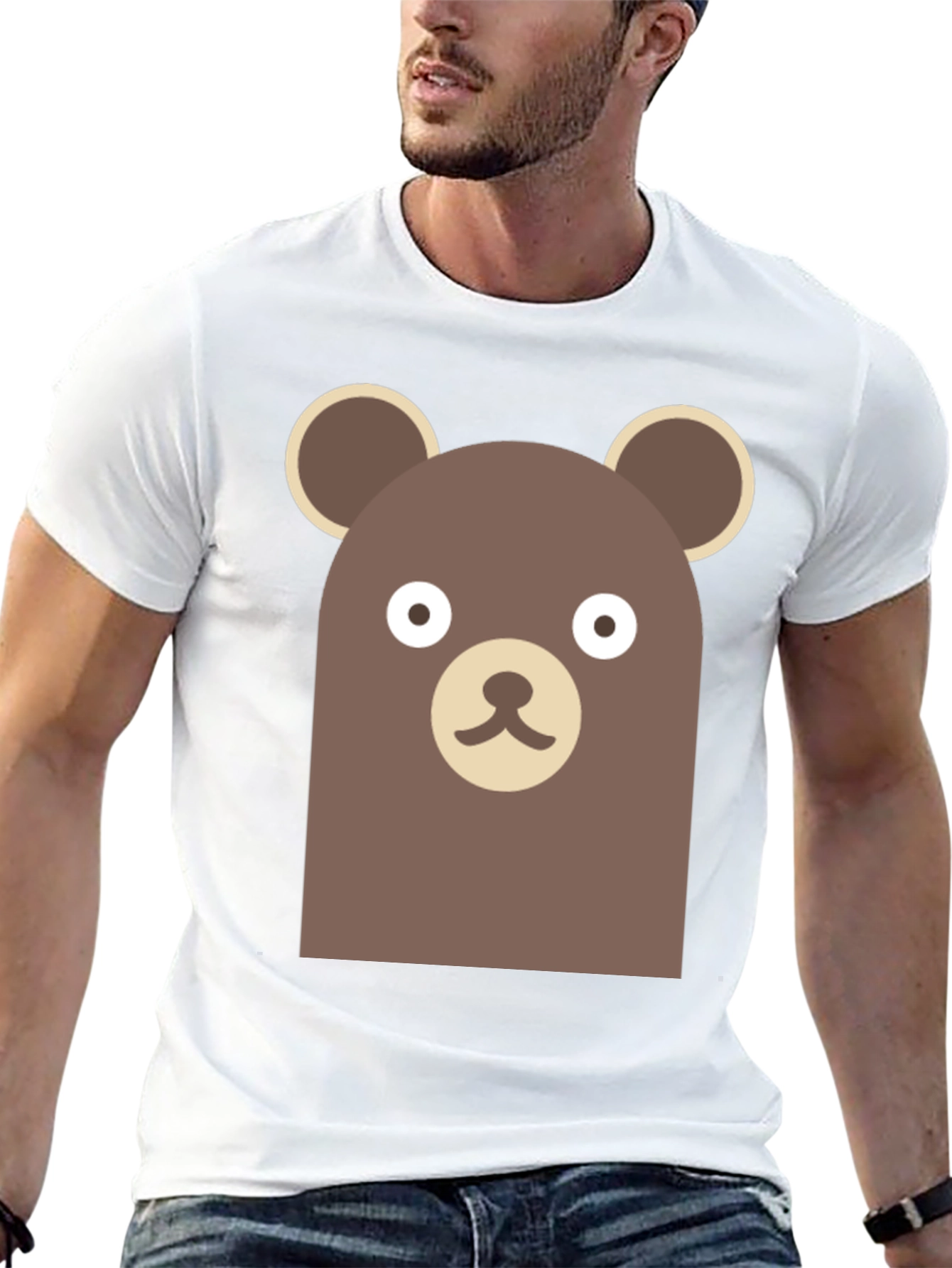 Cute Brown Bear Graphic Black T-Shirt