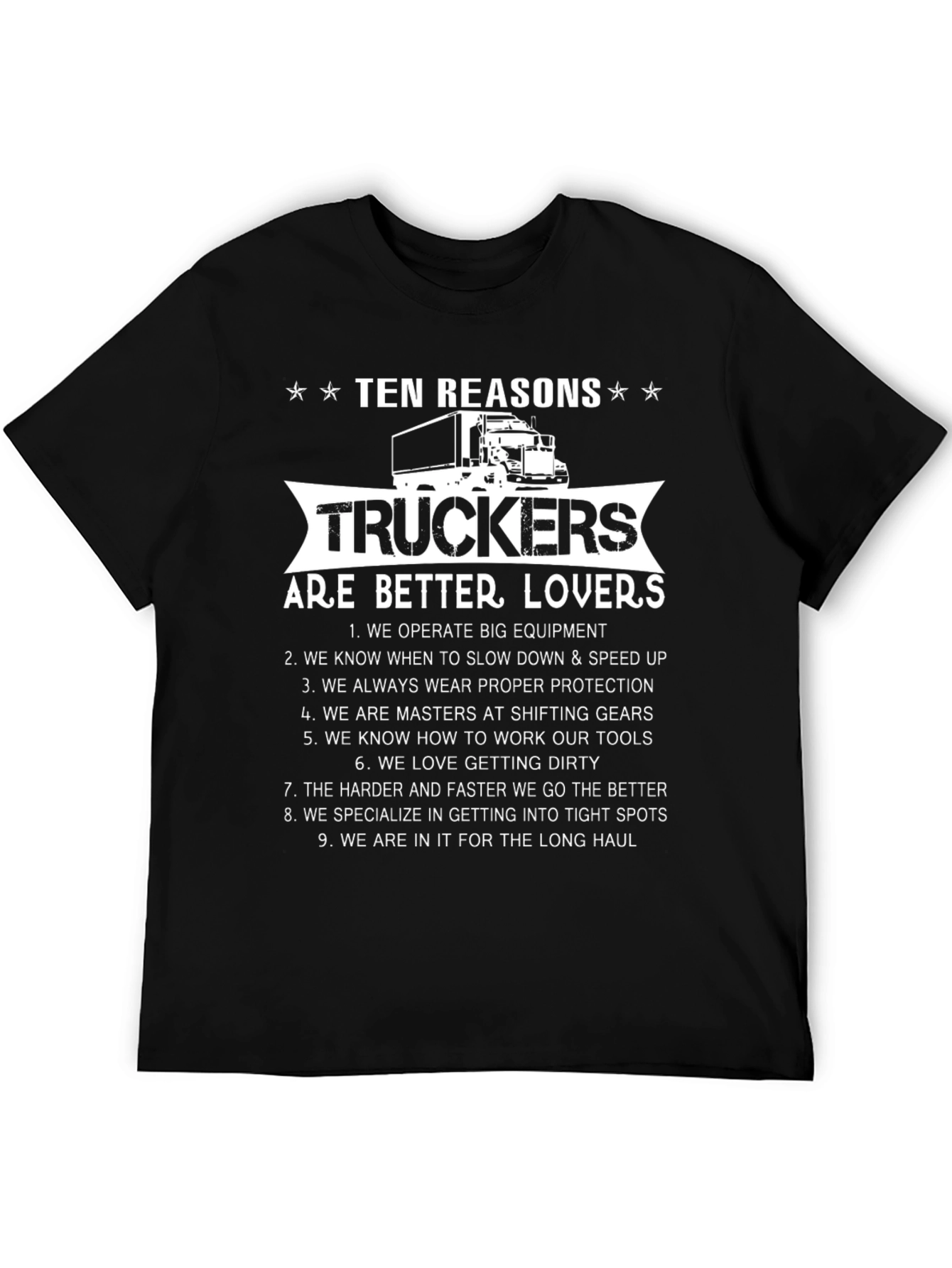Trucker Lovers Black Graphic Tee - Ten Reasons