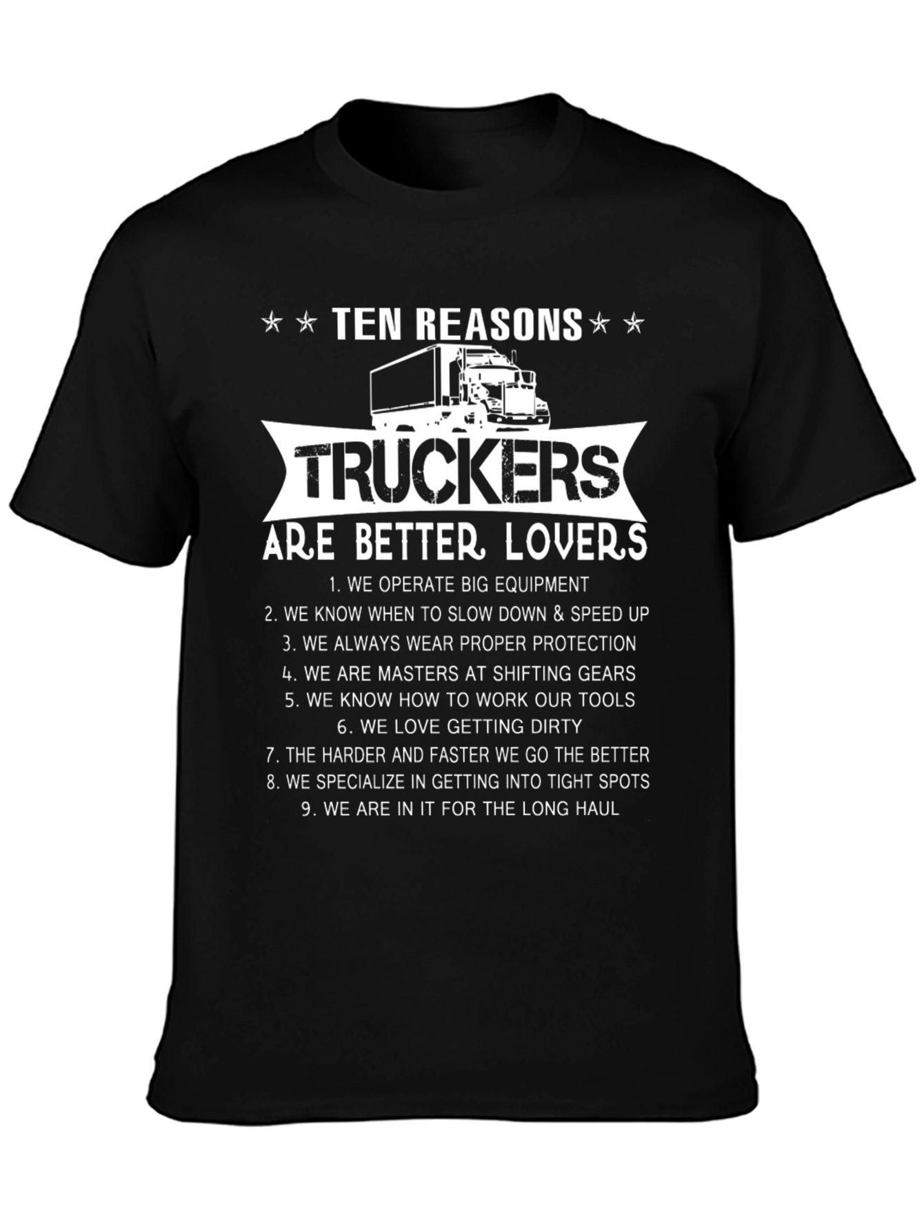 Trucker Lovers Black Graphic Tee - Ten Reasons