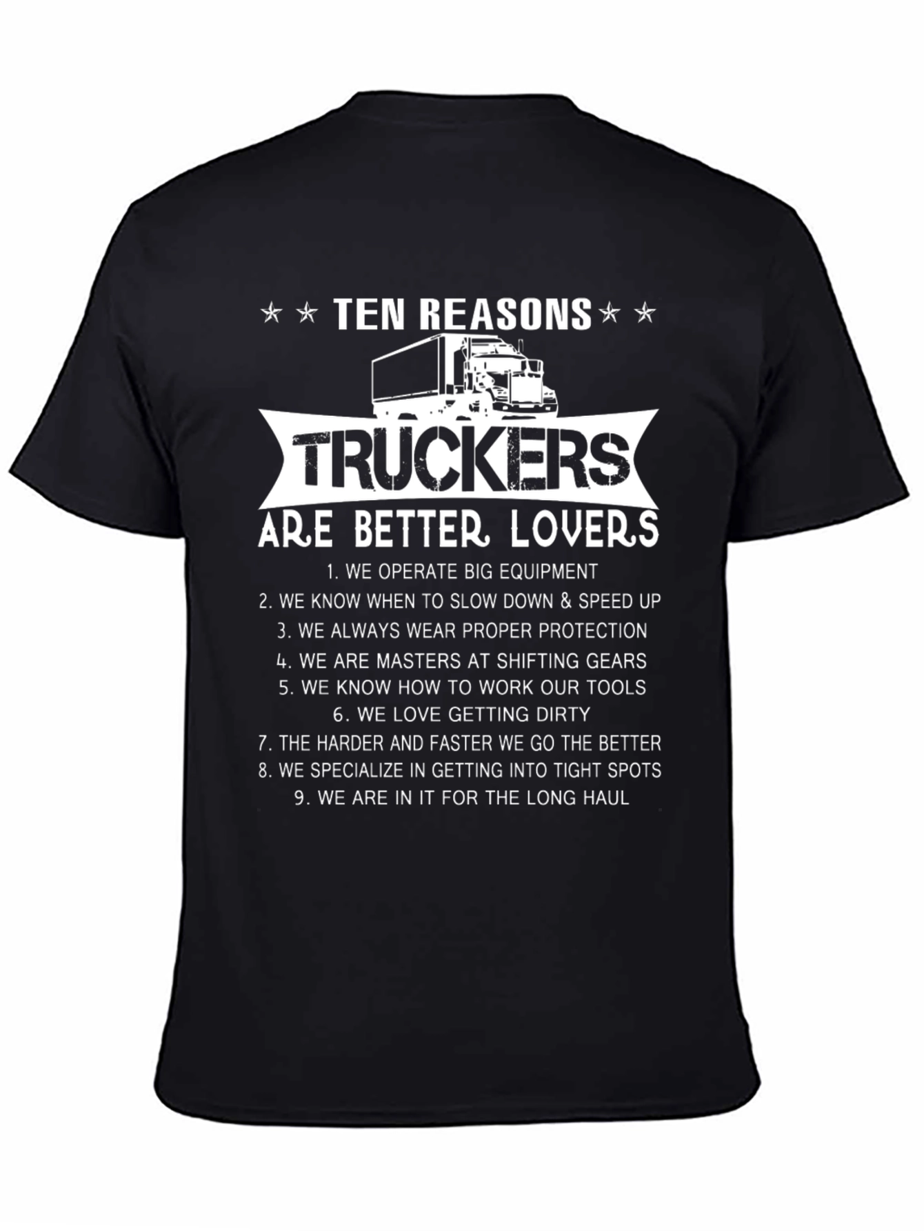 Trucker Lovers Black Graphic Tee - Ten Reasons