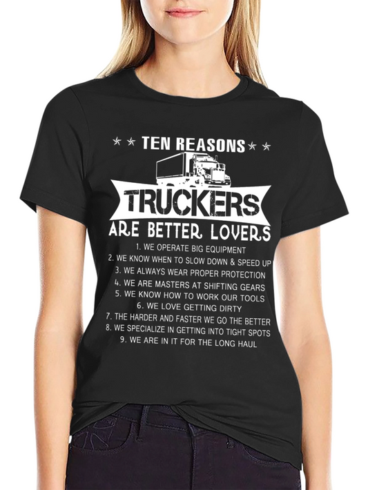 Trucker Lovers Black Graphic Tee - Ten Reasons
