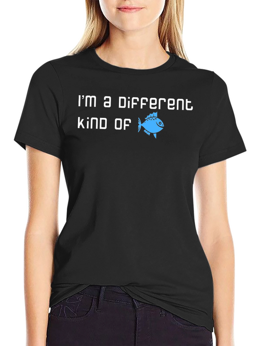 Unique Different Kind of Fish Graphic Tee - Black Cotton Blend