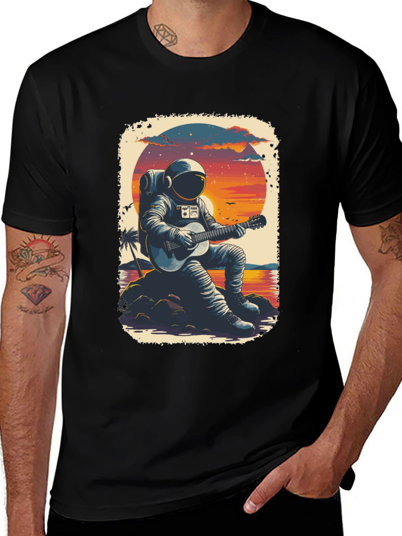 Astronaut Guitarist Graphic Tee