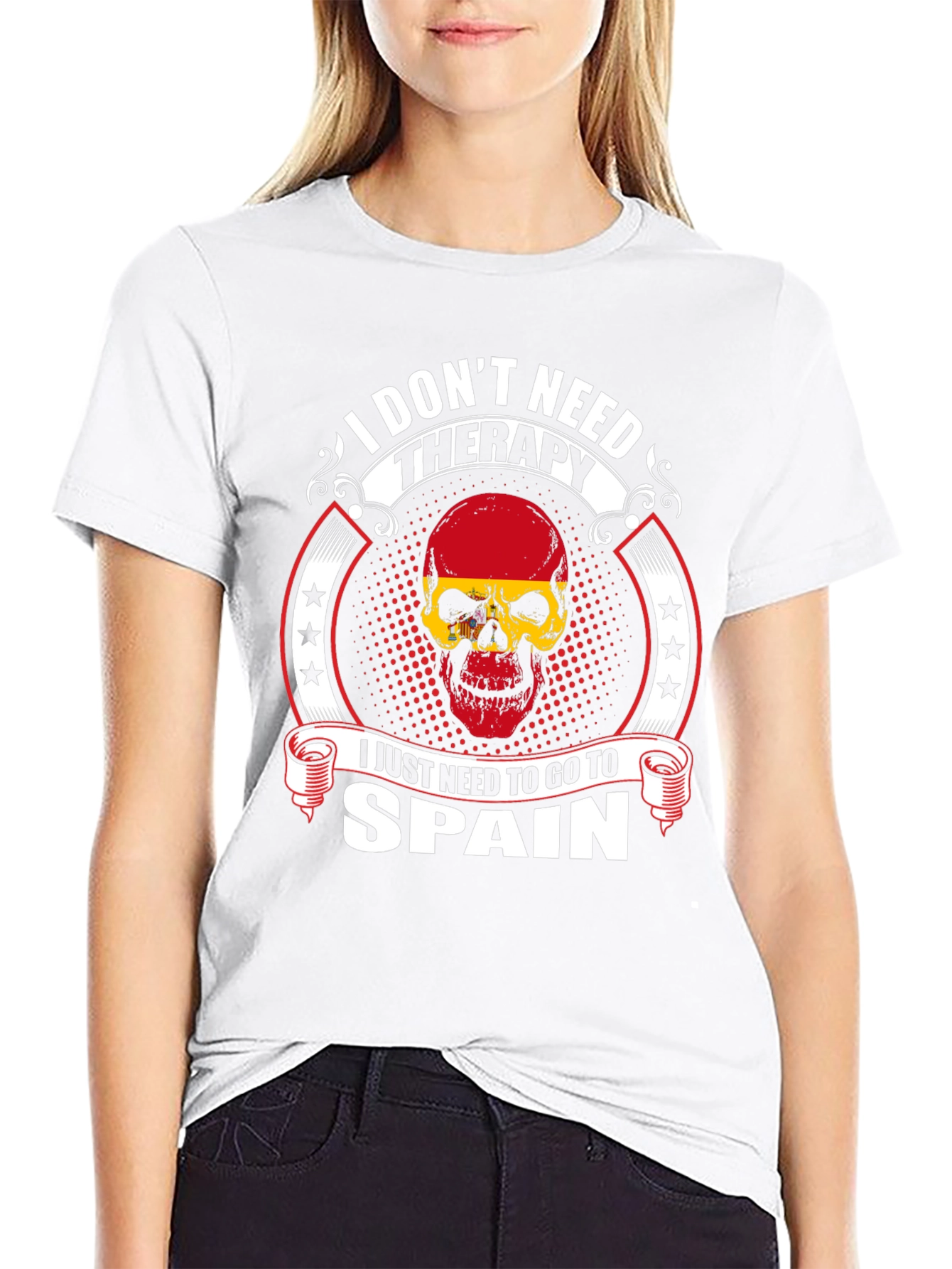 Spain Therapy Skull Graphic T-Shirt