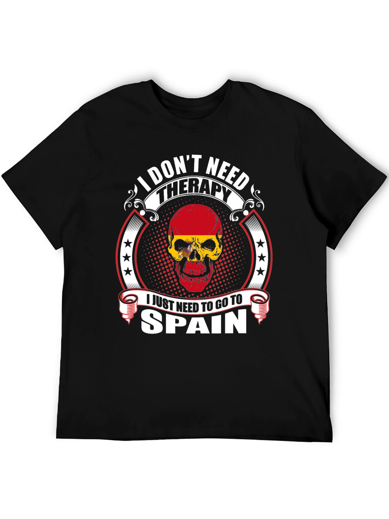 Spain Therapy Skull Graphic T-Shirt