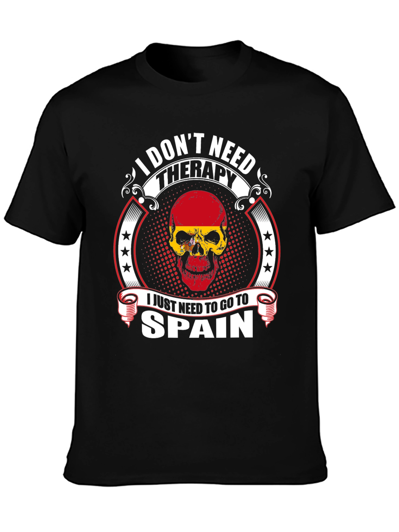 Spain Therapy Skull Graphic T-Shirt