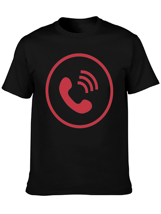 Red Phone Icon Black T-Shirt
