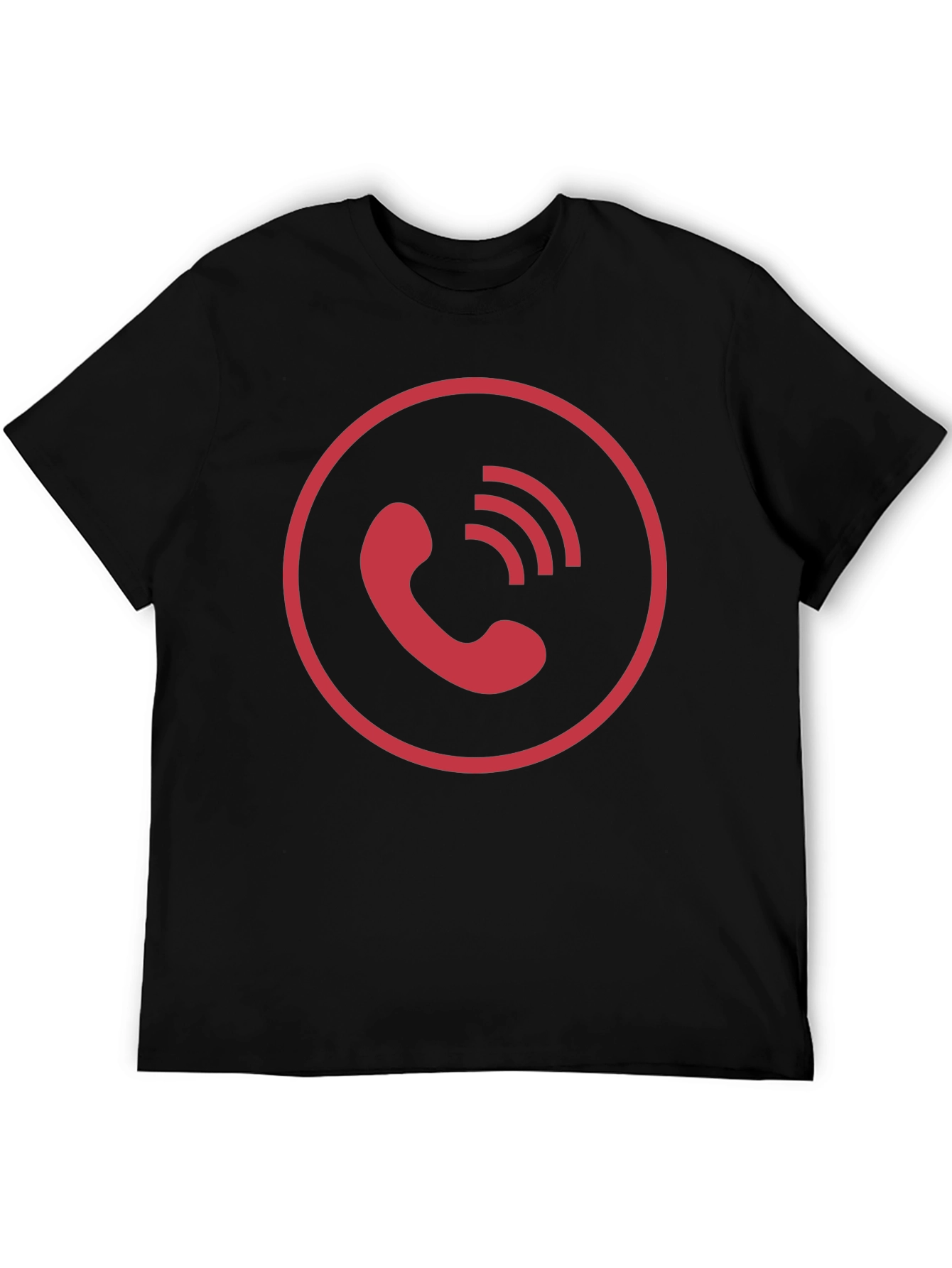 Red Phone Icon Black T-Shirt