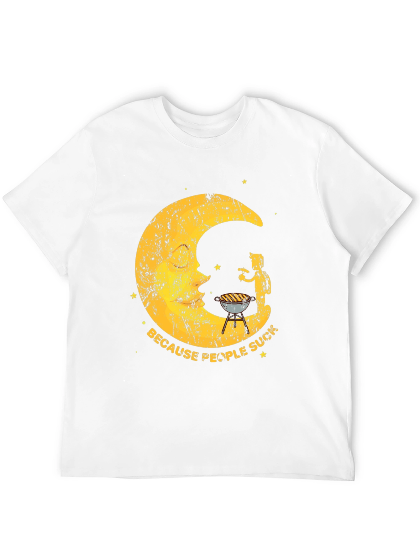 BBQ Moon Mens Black Graphic T-Shirt