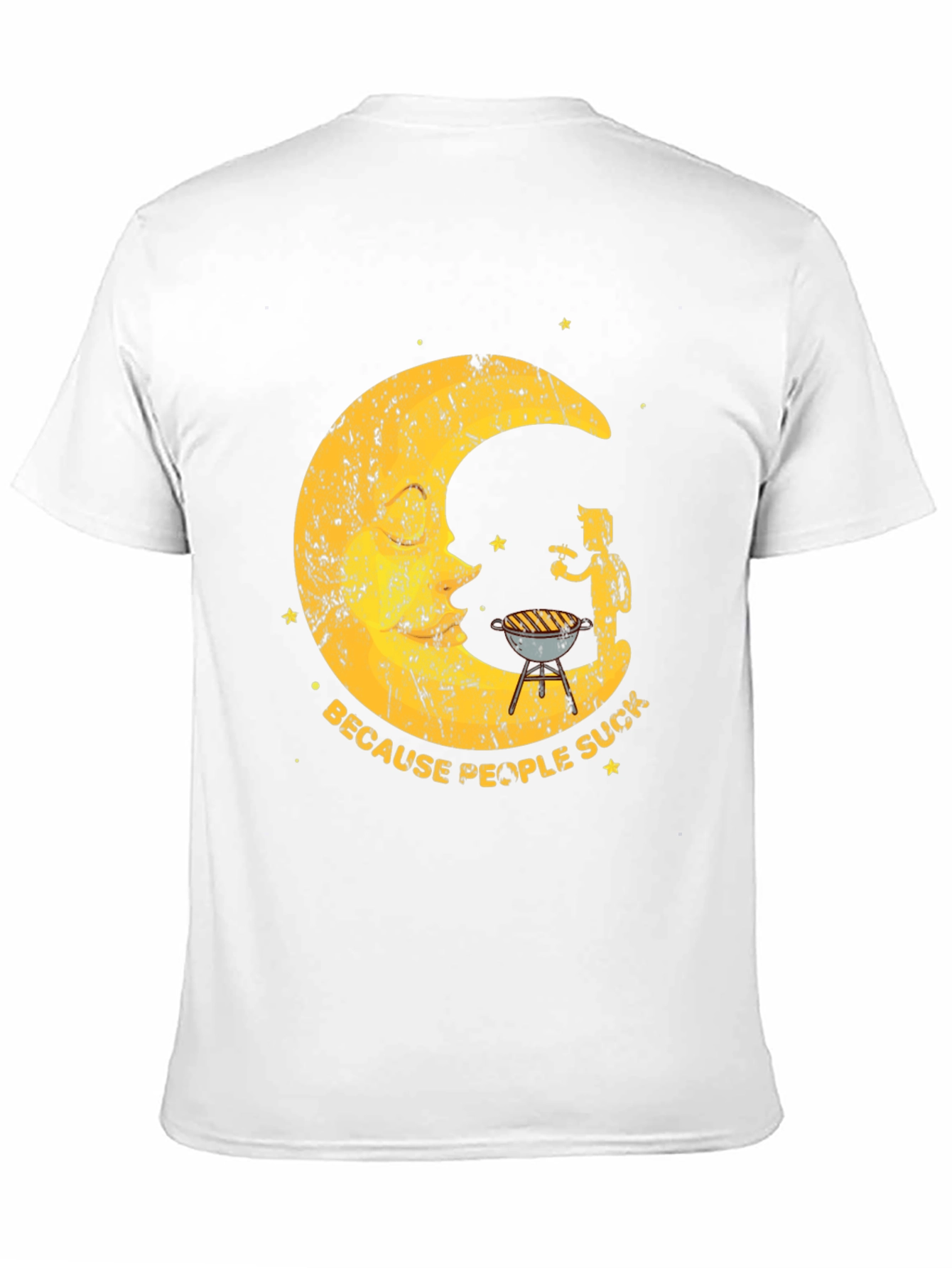 BBQ Moon Mens Black Graphic T-Shirt