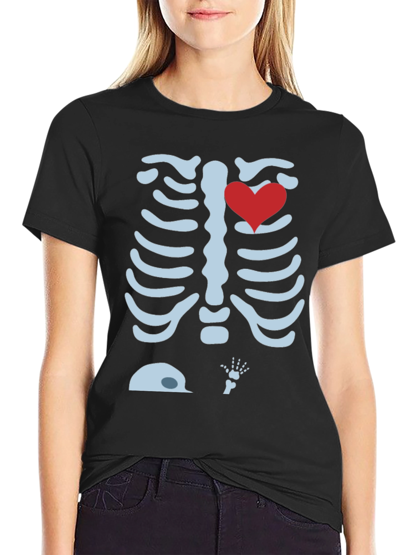 Skeleton Rib Cage Heart Halloween T-Shirt