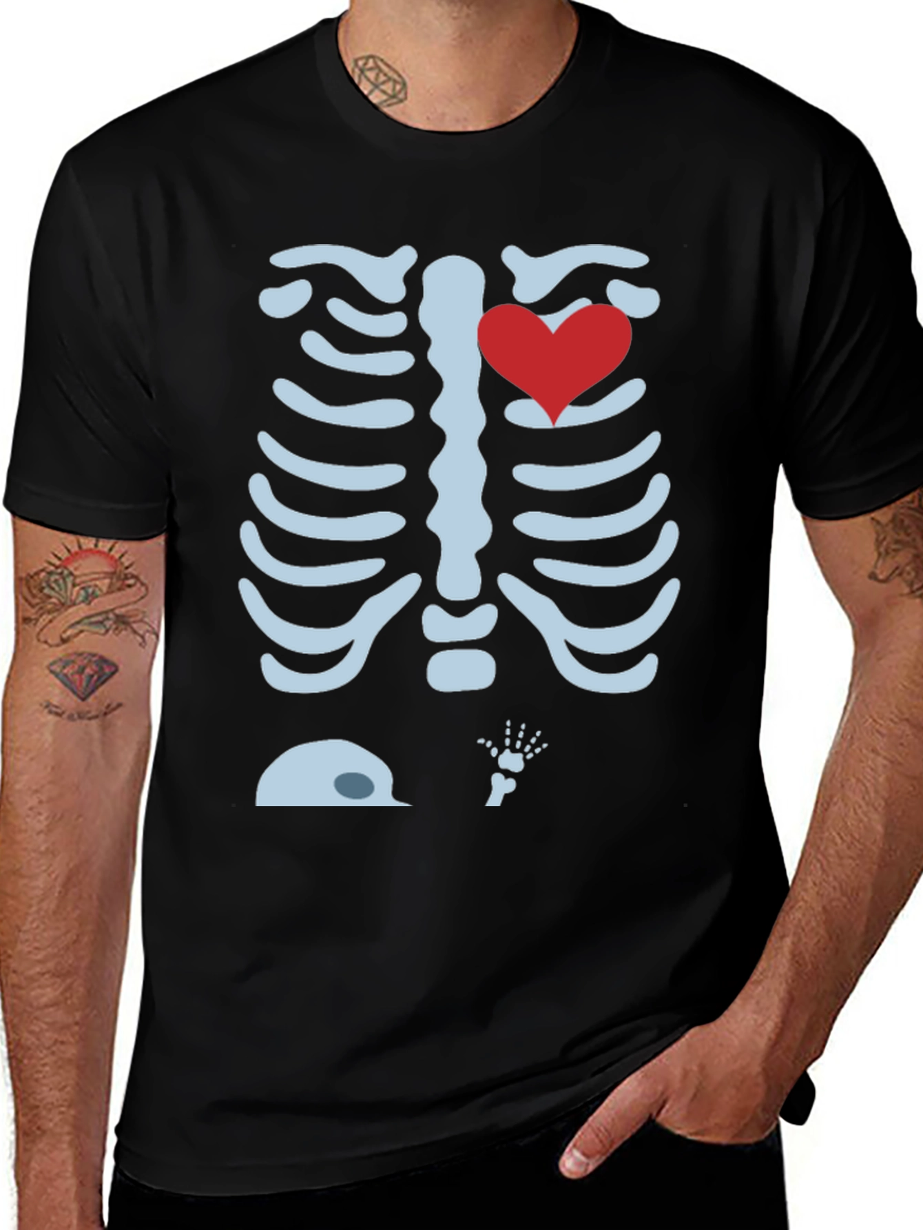 Skeleton Rib Cage Heart Halloween T-Shirt