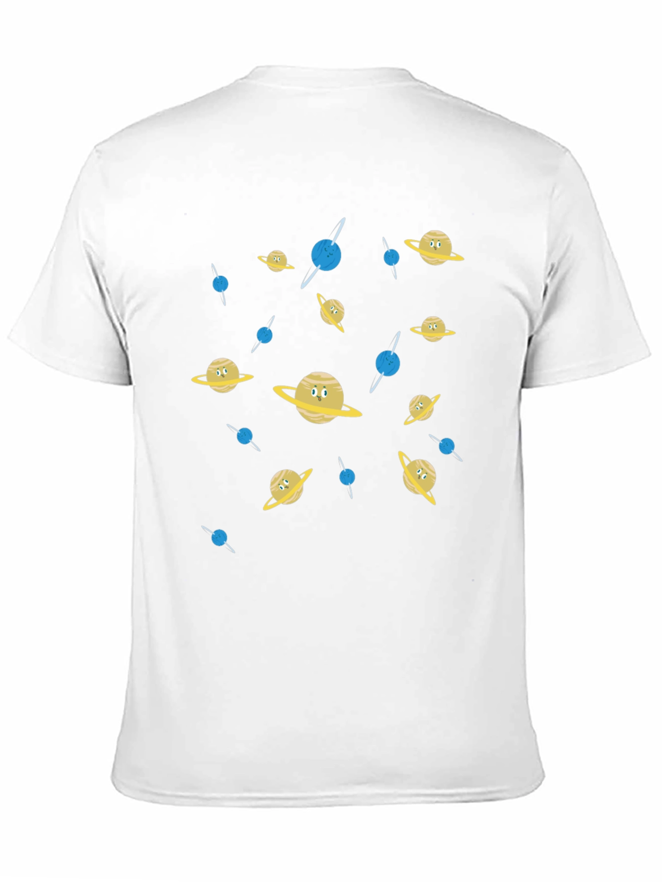 Cartoon Planets Graphic Print Black T-Shirt