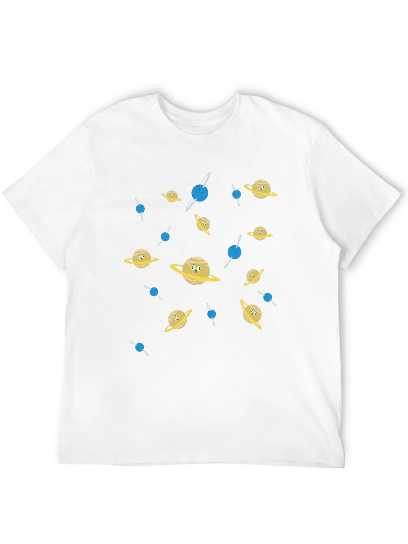 Cartoon Planets Graphic Print Black T-Shirt