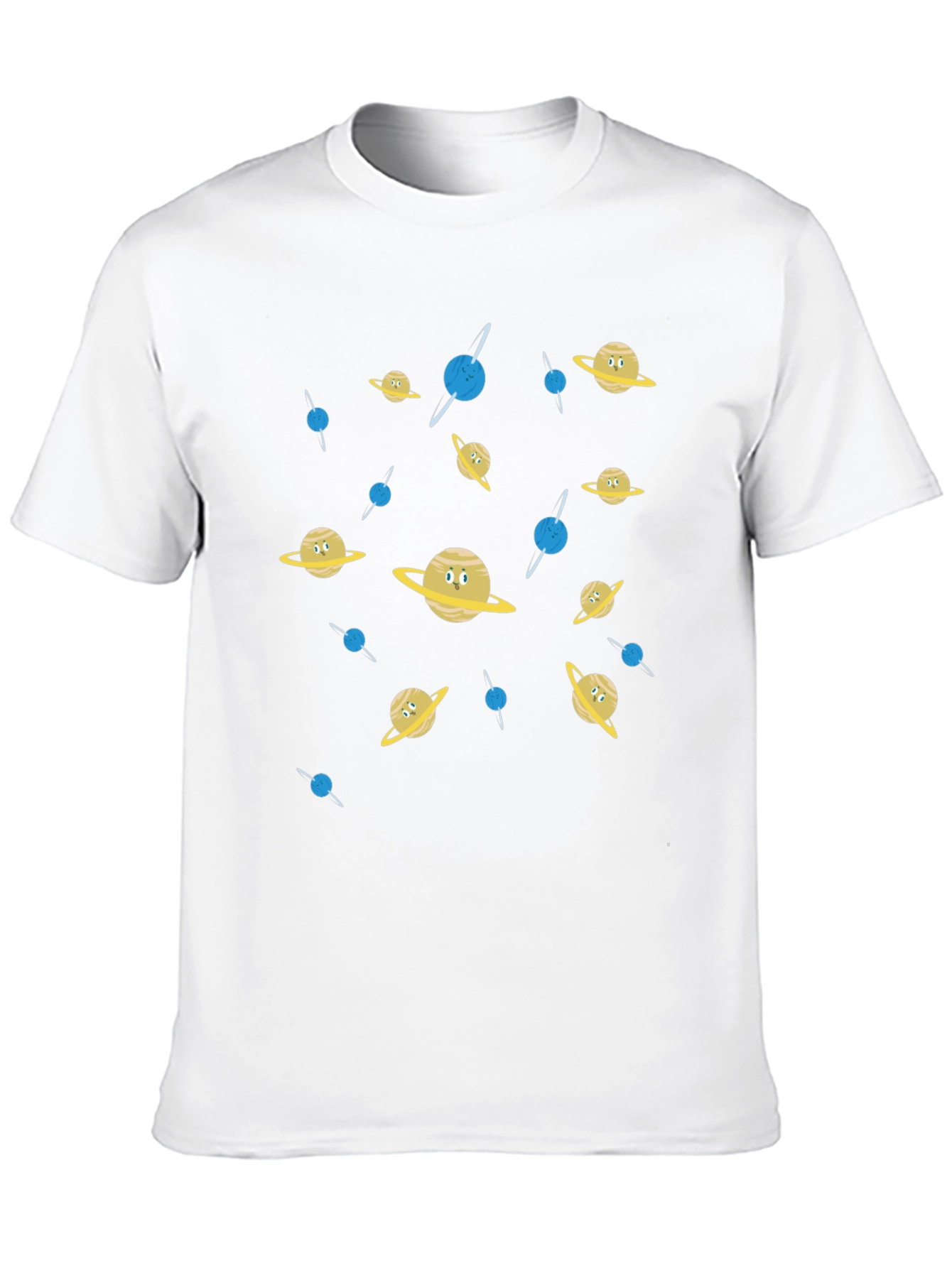 Cartoon Planets Graphic Print Black T-Shirt