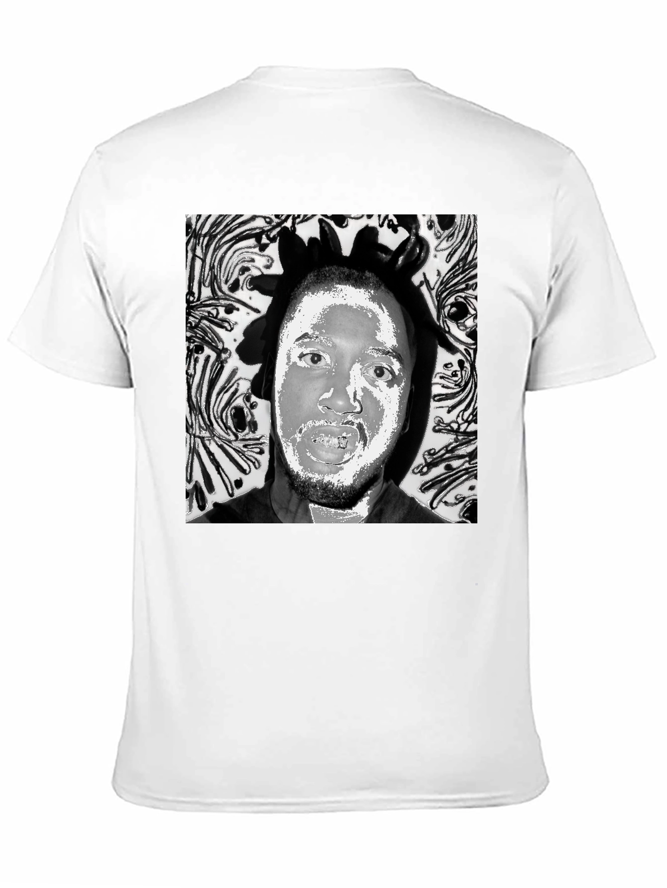 Black T-Shirt with Artistic Face Graphic