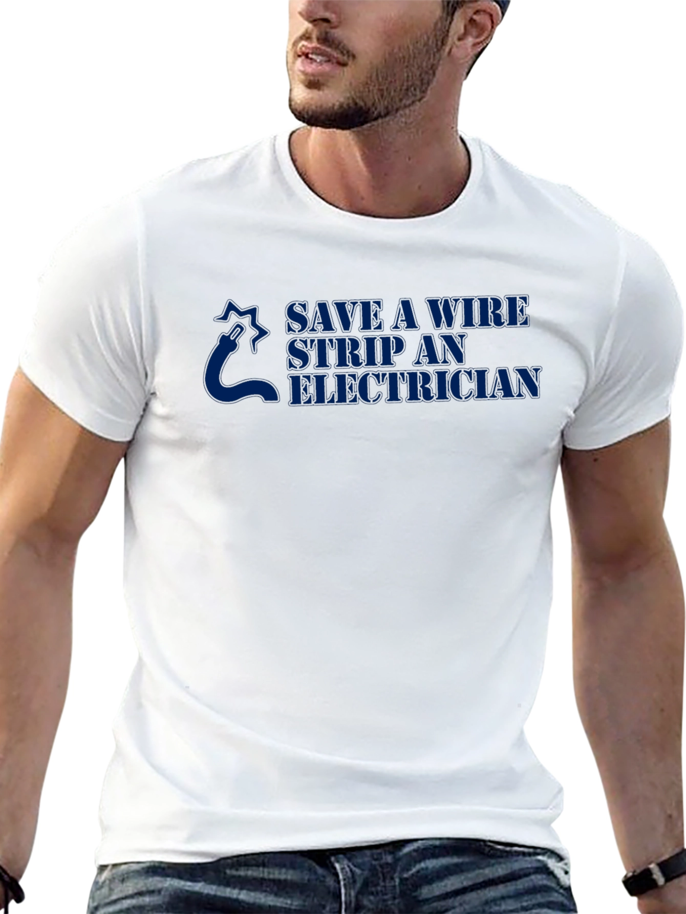 Save a Wire Strip an Electrician Black T-Shirt