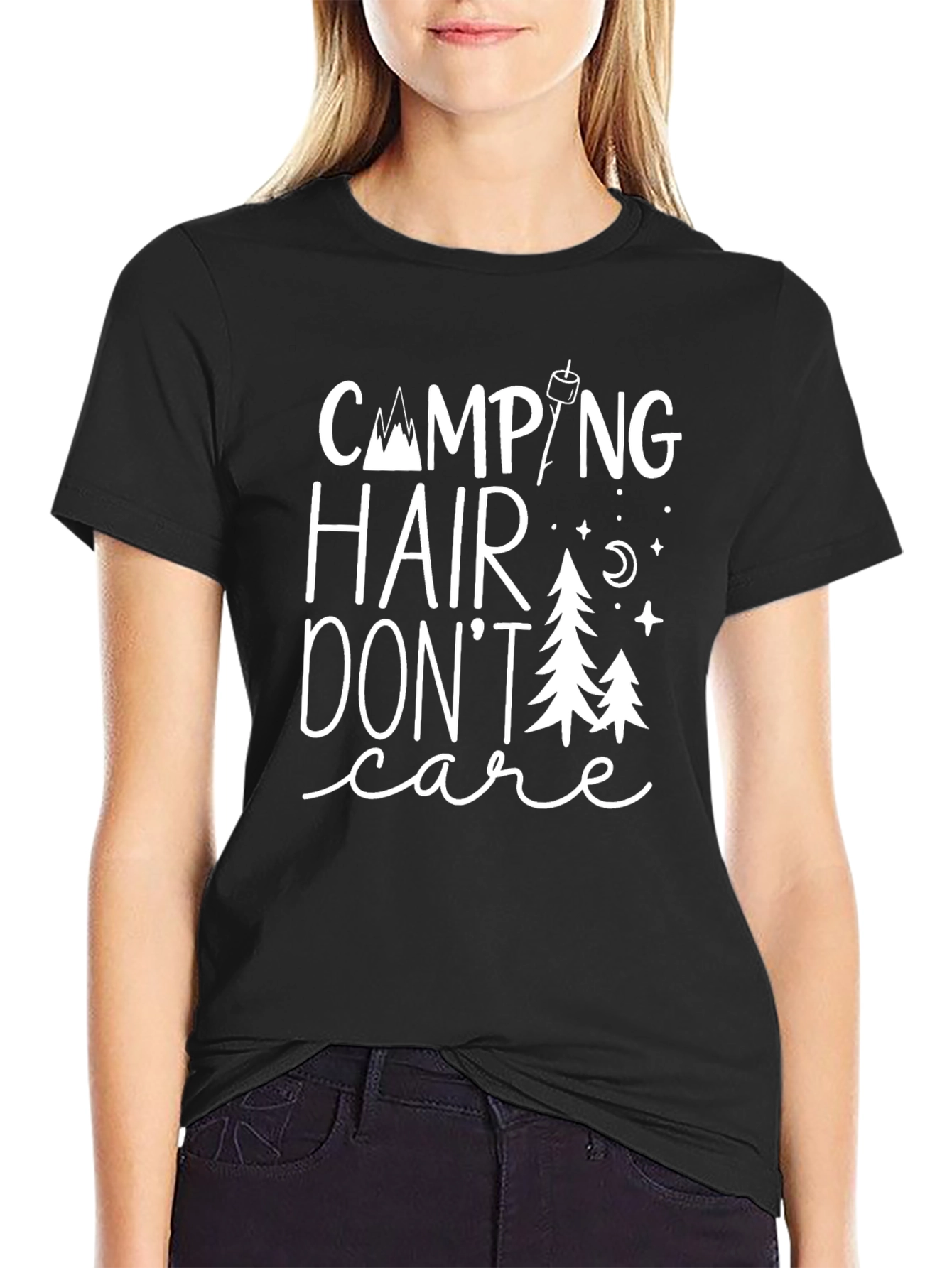 Camping Hair Dont Care Graphic Tee