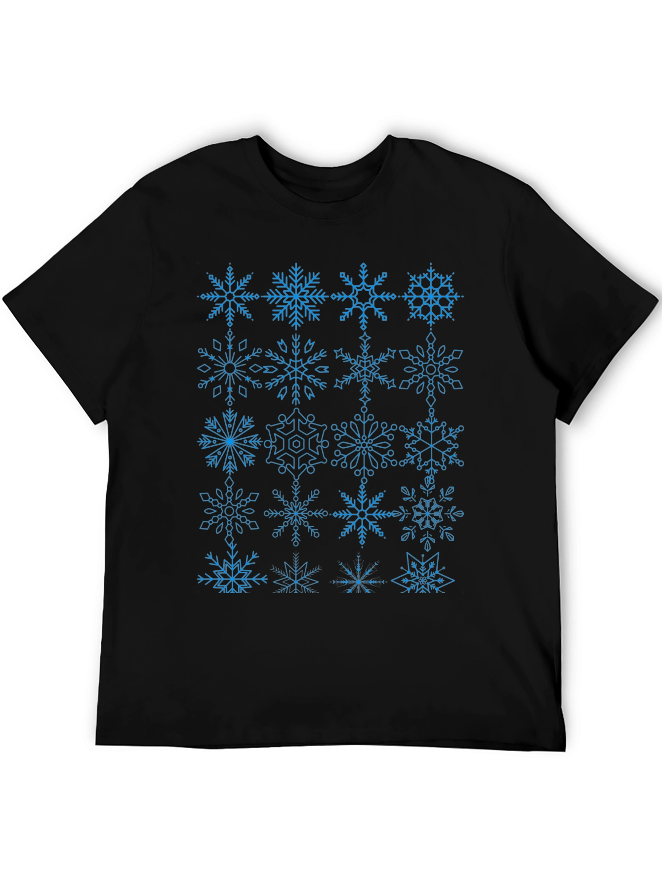 Snowflake Pattern Black T-Shirt