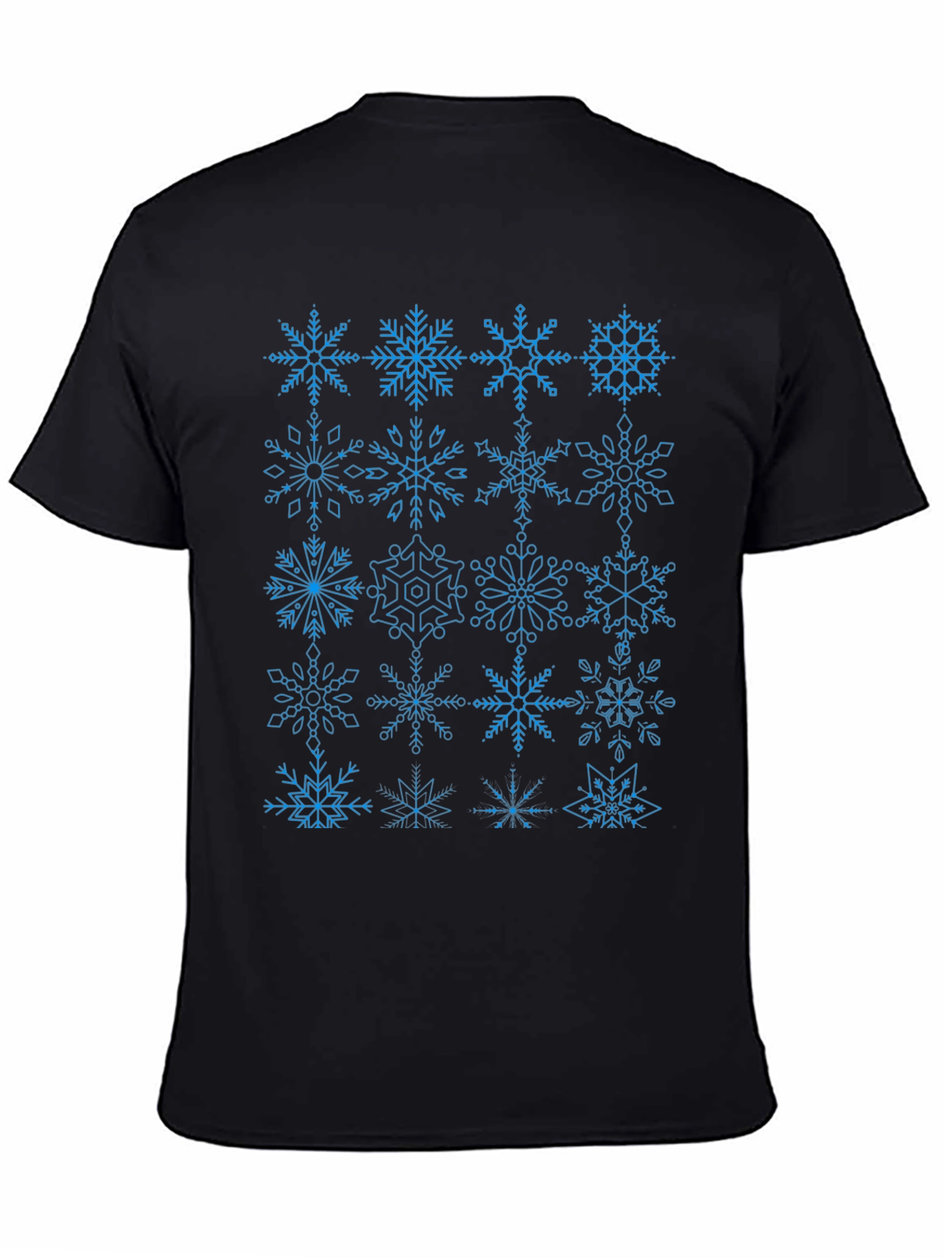 Snowflake Pattern Black T-Shirt