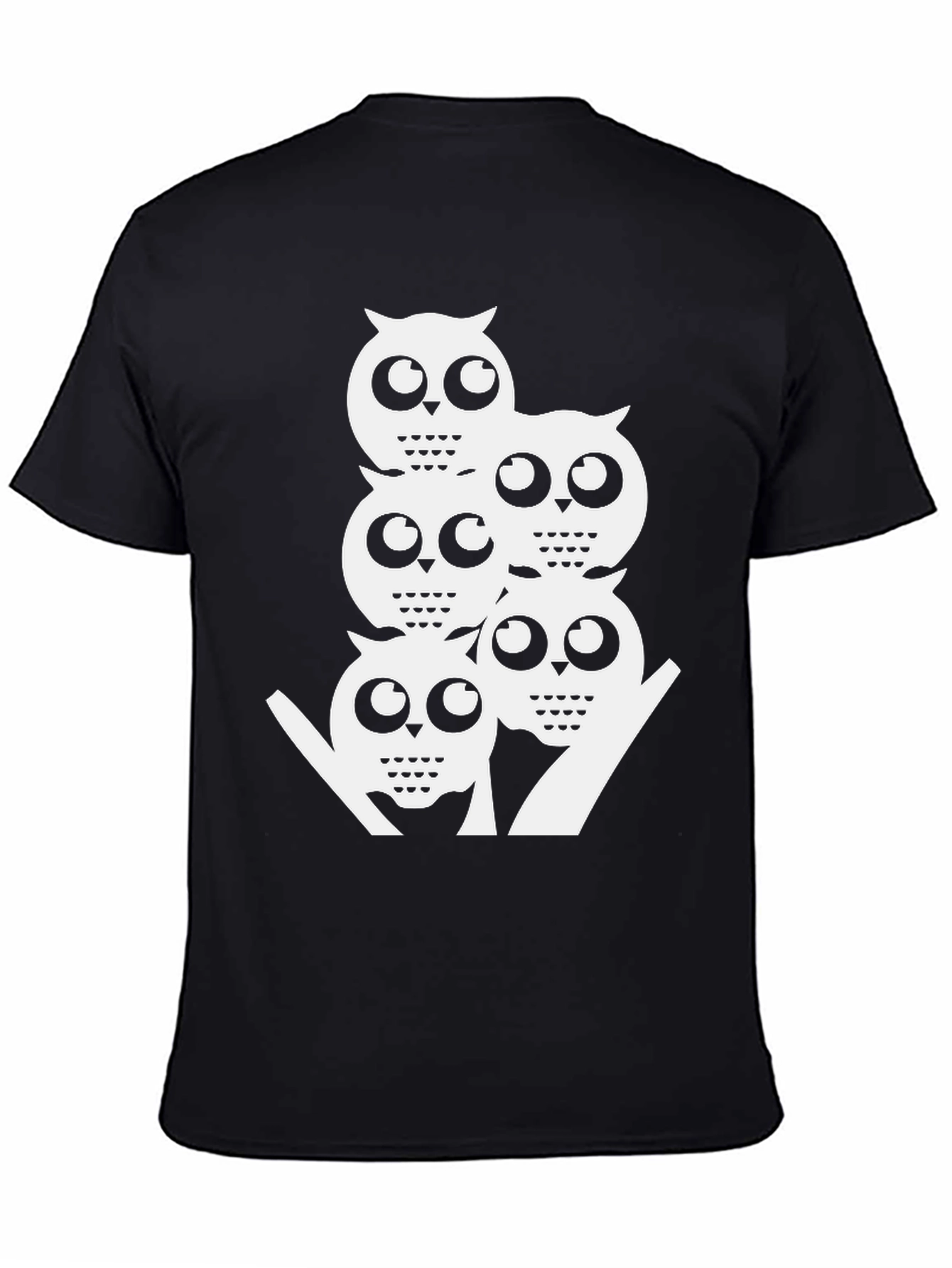 Cool Owl Stack Tee - Black Graphic T-Shirt