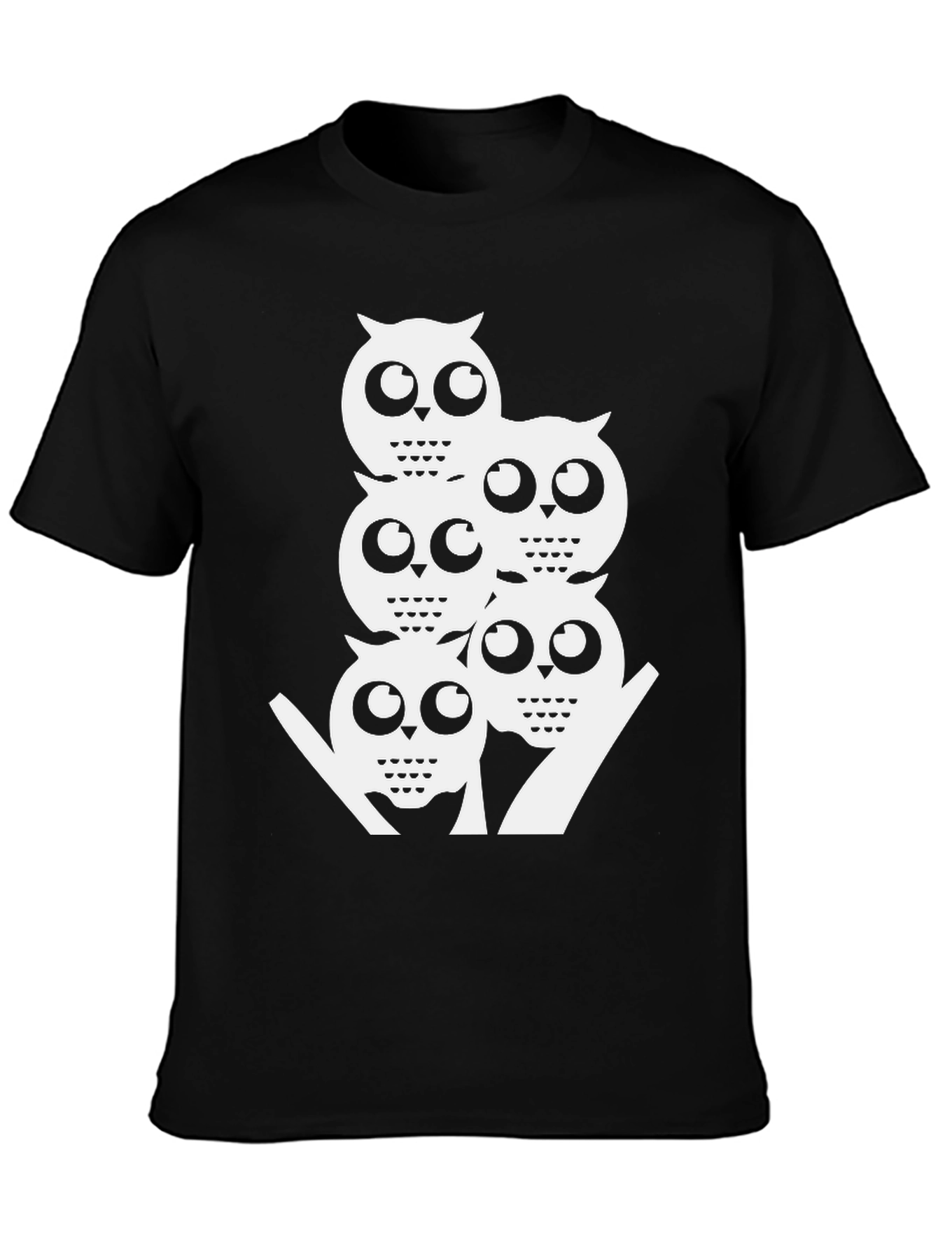 Cool Owl Stack Tee - Black Graphic T-Shirt